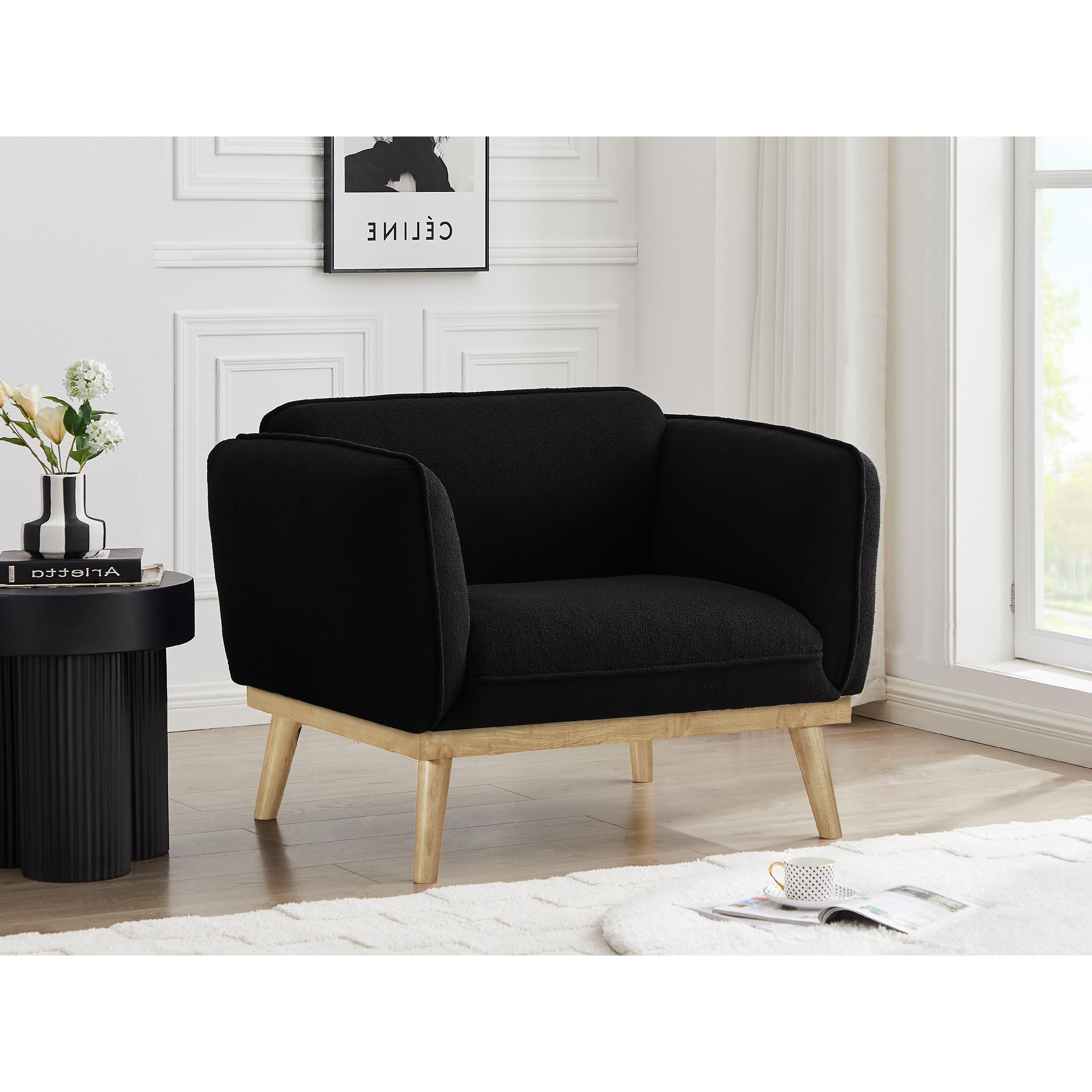 Meridian Nolita Black Boucle Fabric Chair