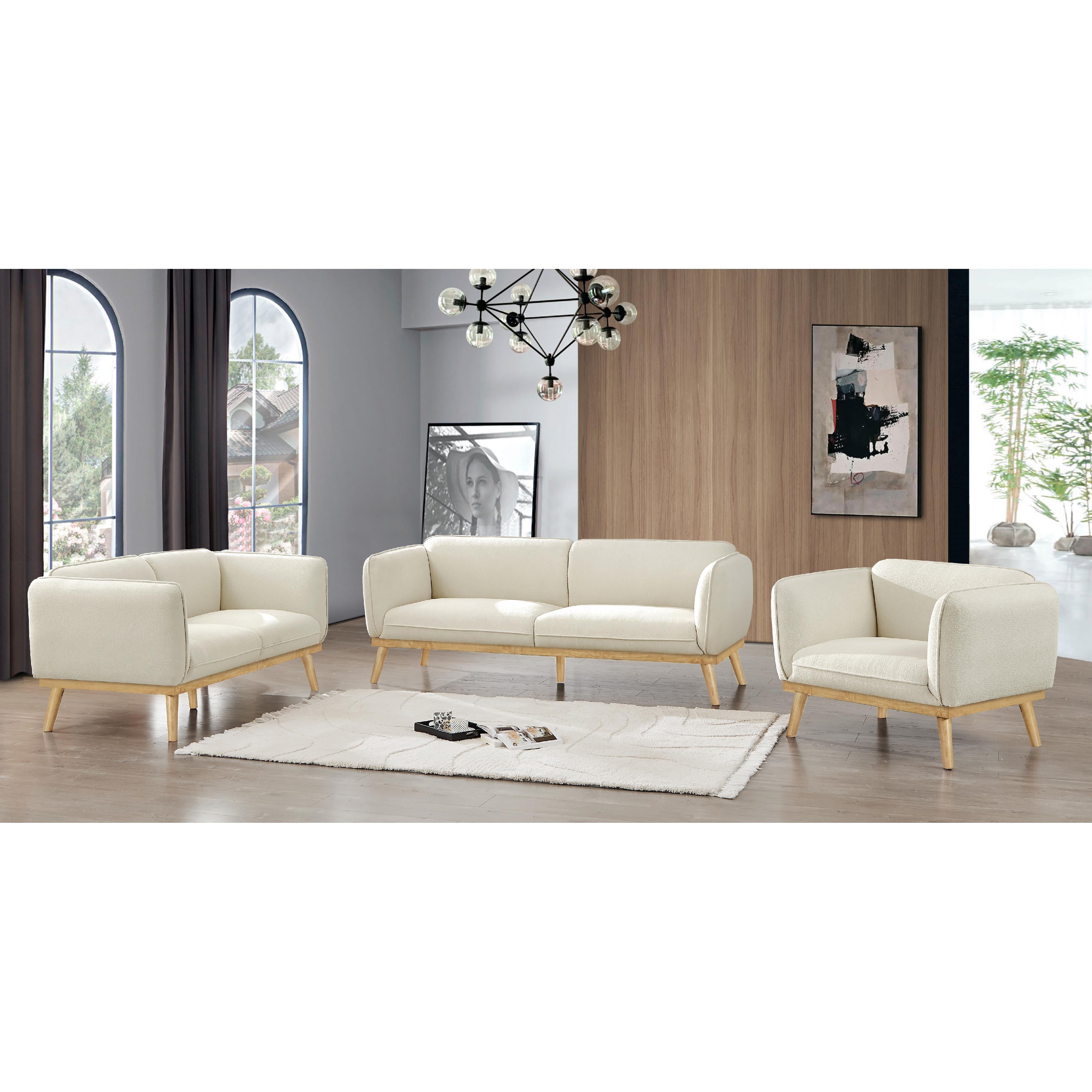 Meridian Nolita Cream Boucle Fabric Chair