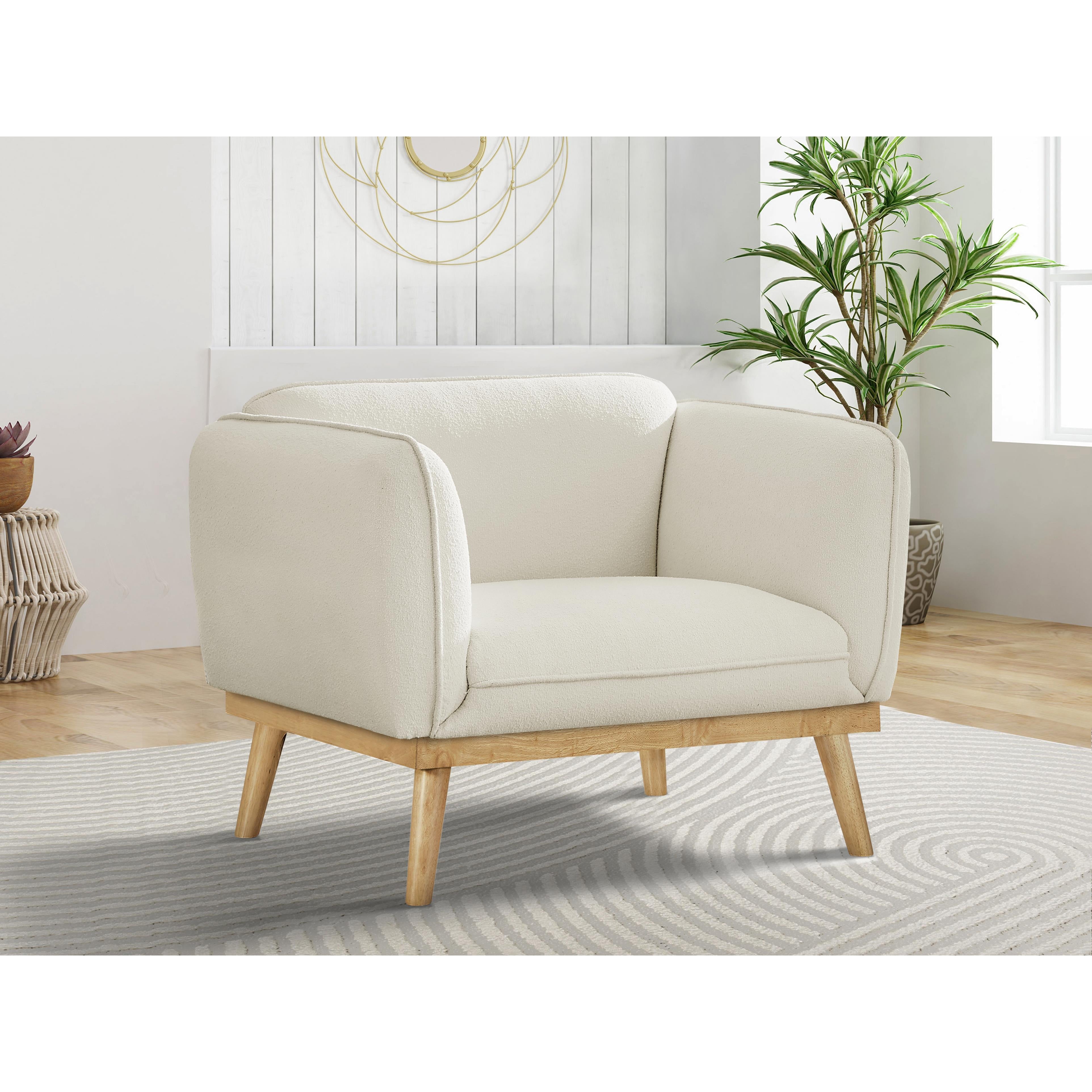 Meridian Nolita Cream Boucle Fabric Chair