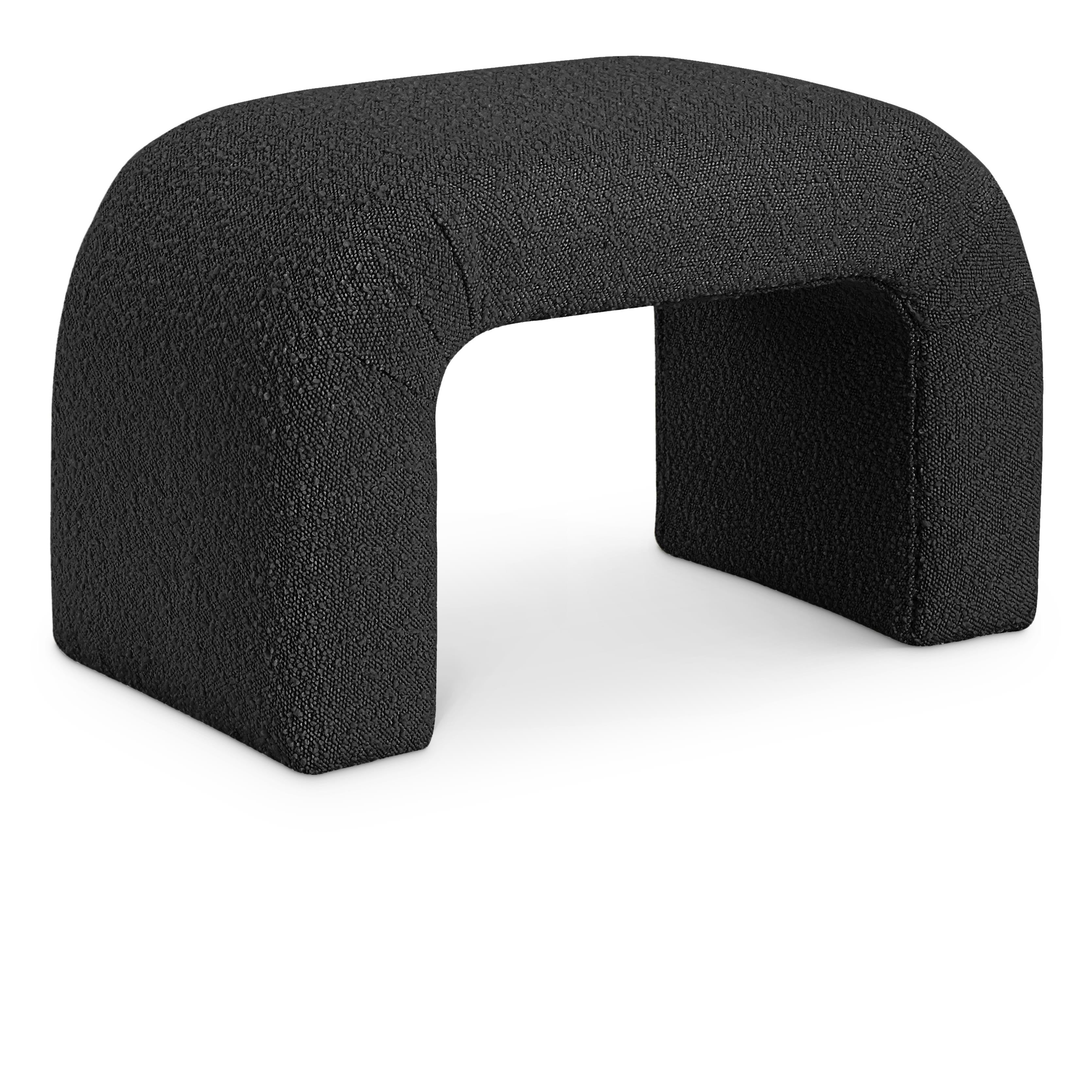 Meridian Niagara Black Boucle Fabric Bench