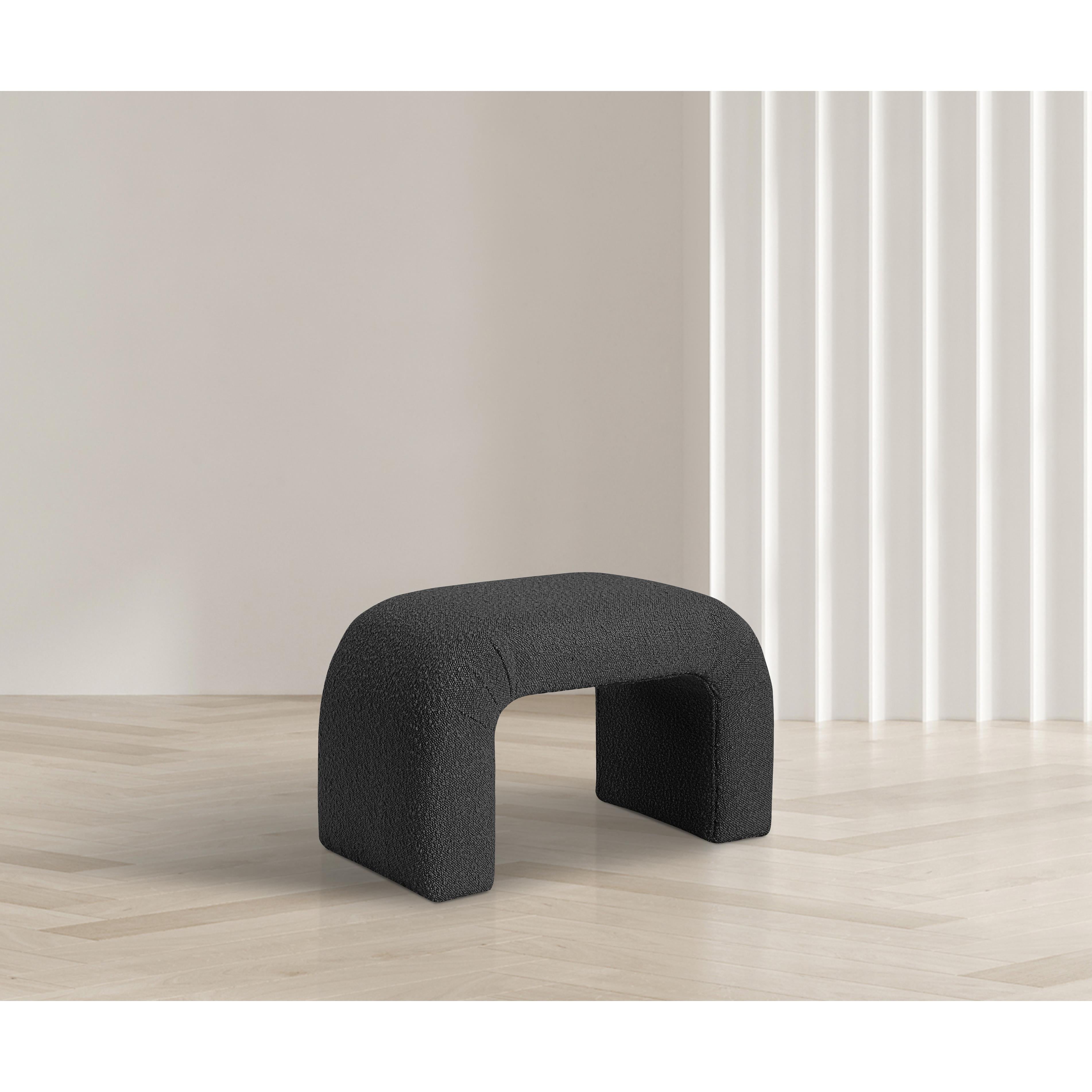 Meridian Niagara Black Boucle Fabric Bench