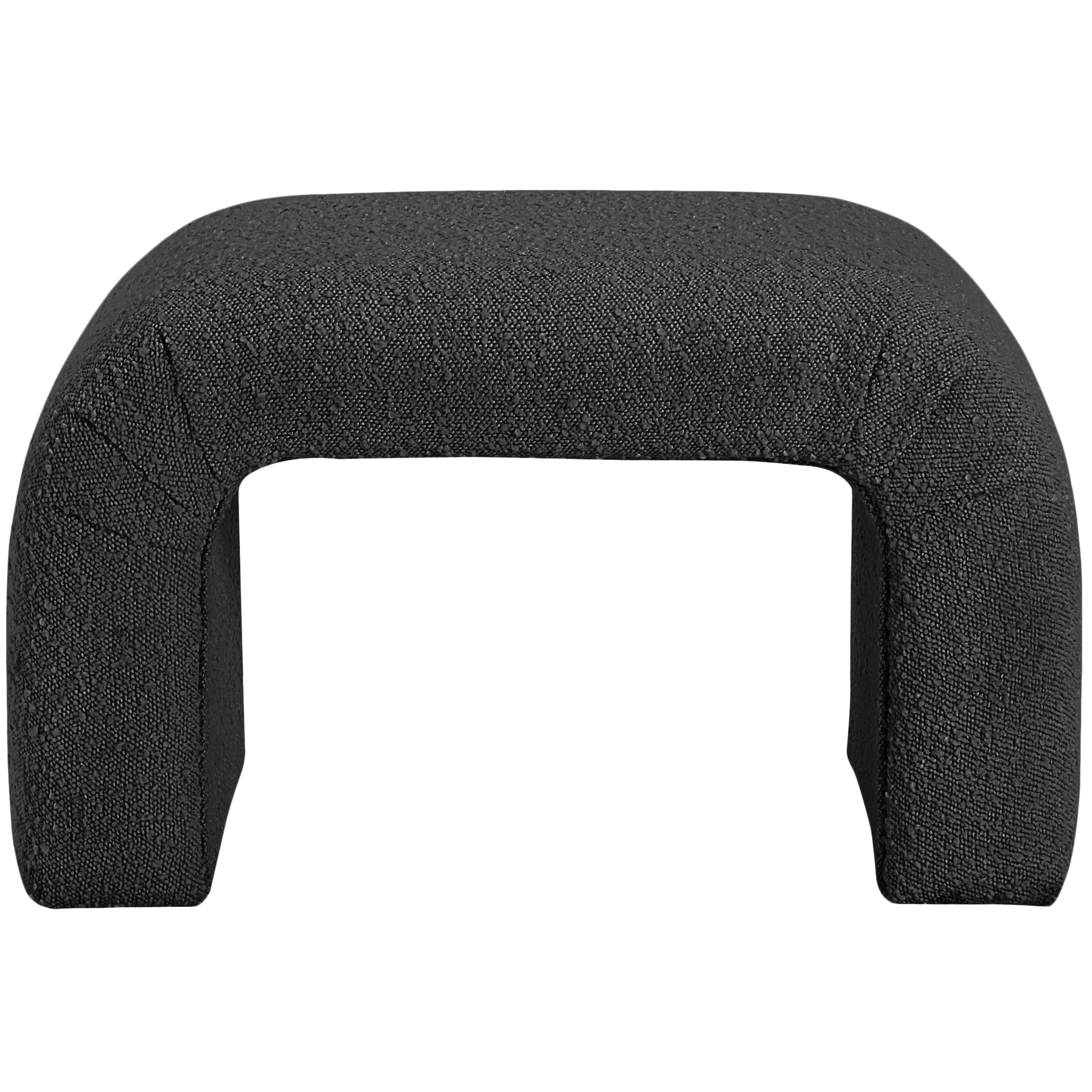 Meridian Niagara Black Boucle Fabric Bench