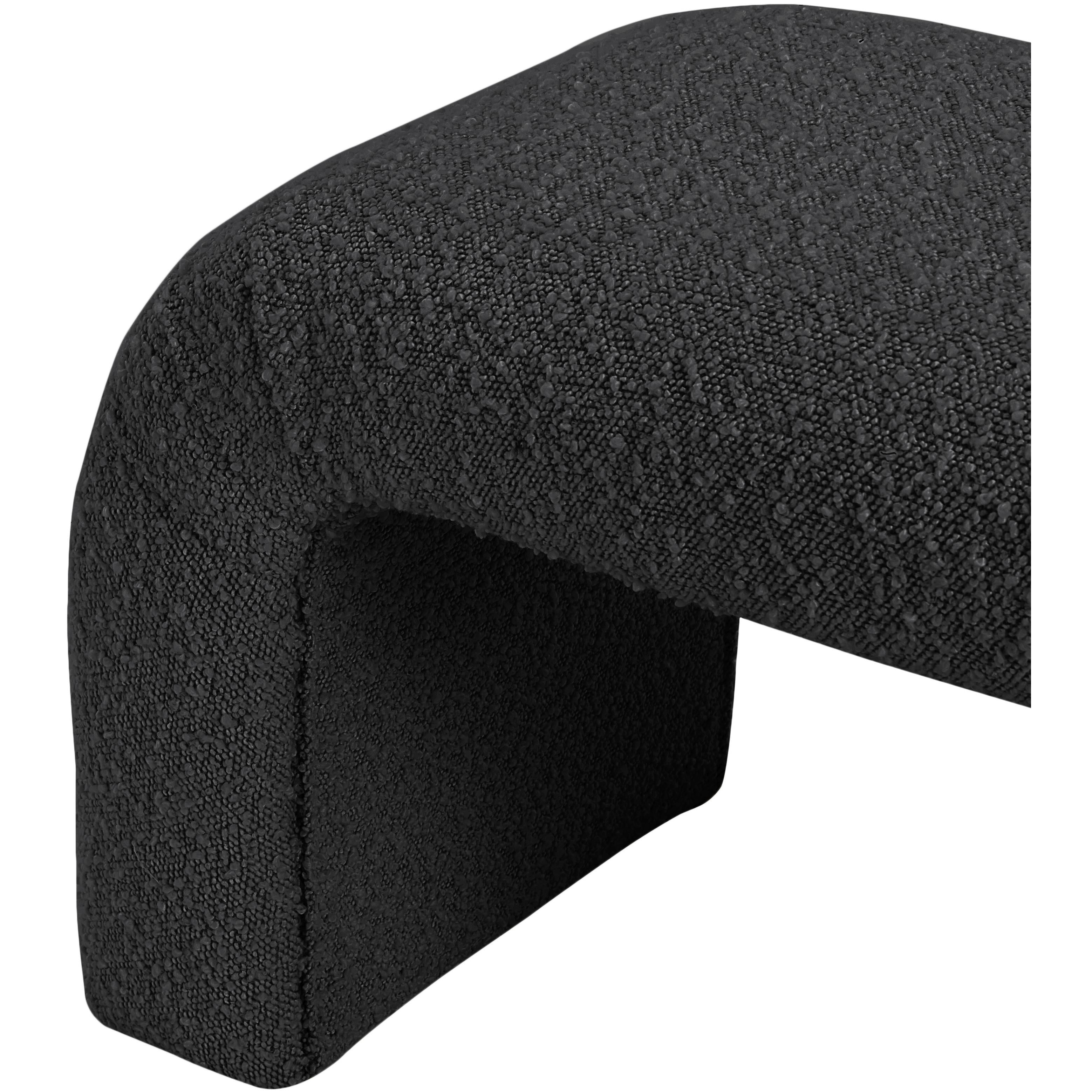 Meridian Niagara Black Boucle Fabric Bench