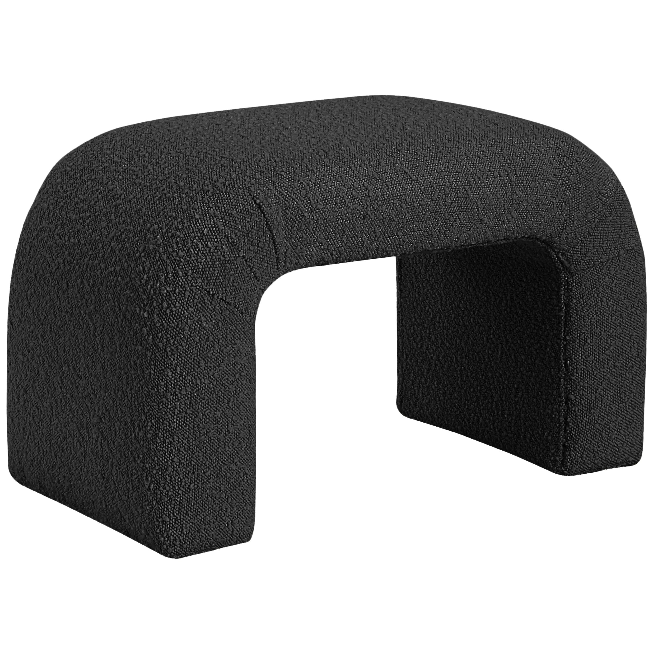 Meridian Niagara Black Boucle Fabric Bench