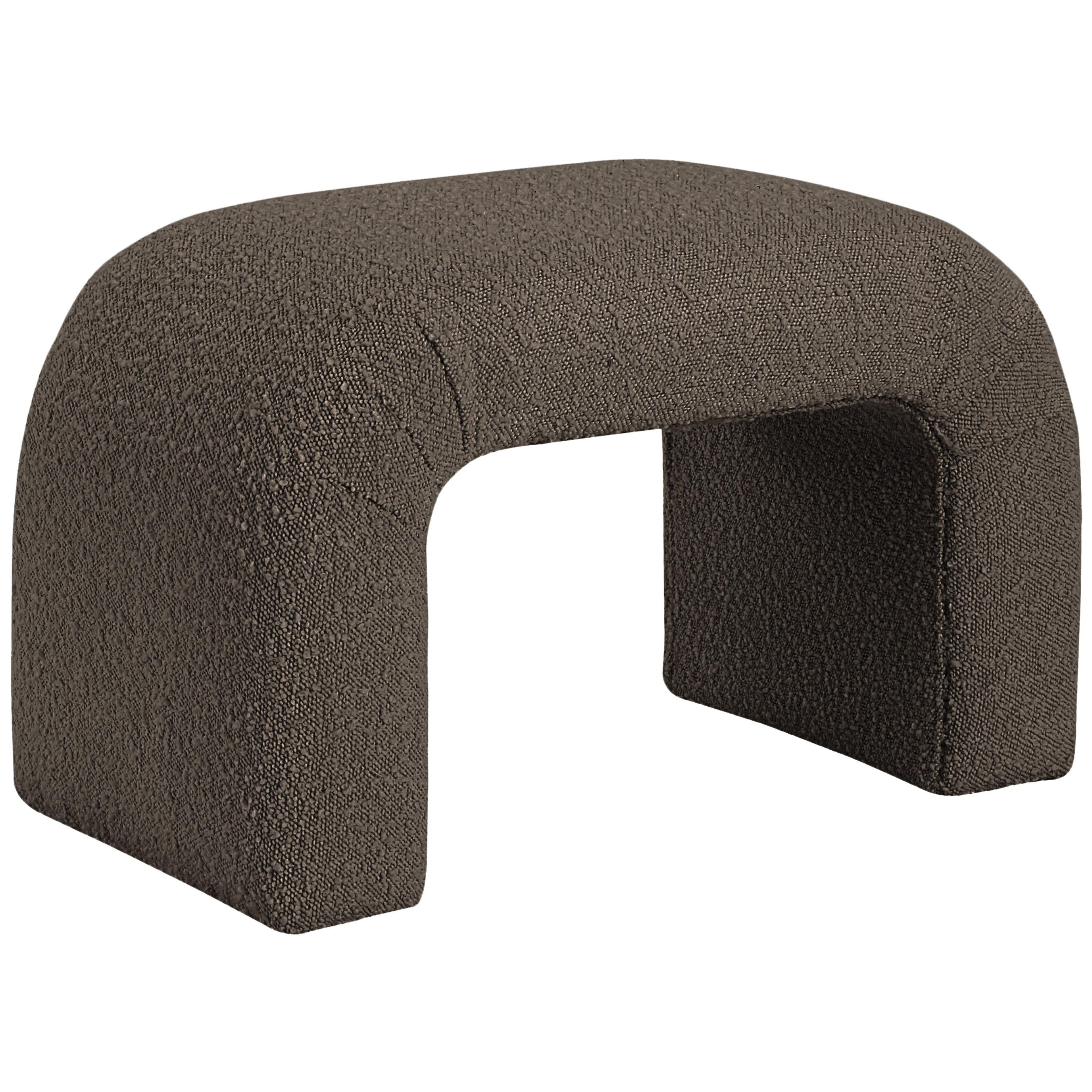 Meridian Niagara Brown Boucle Fabric Bench