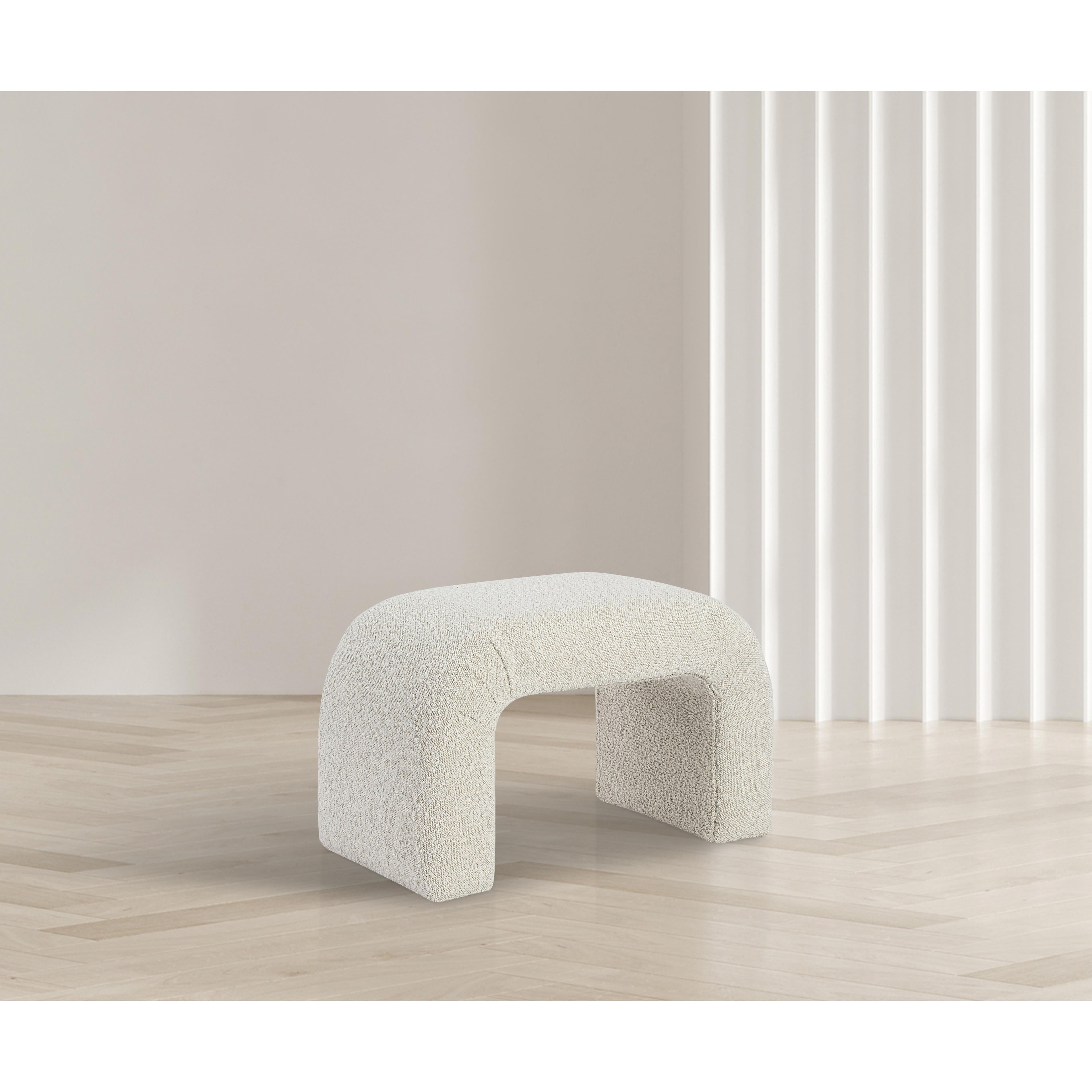 Meridian Niagara Cream Boucle Fabric Bench