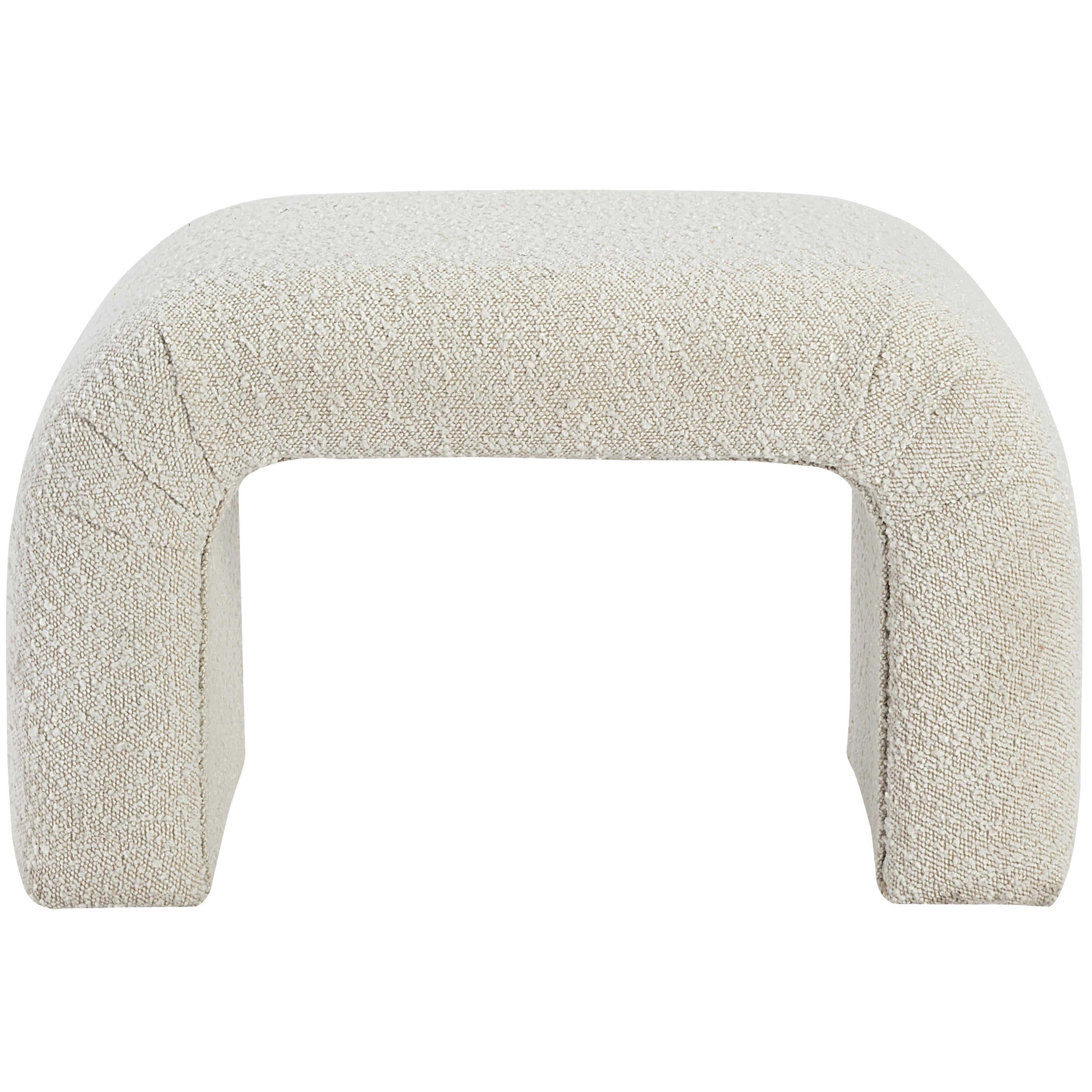 Meridian Niagara Cream Boucle Fabric Bench