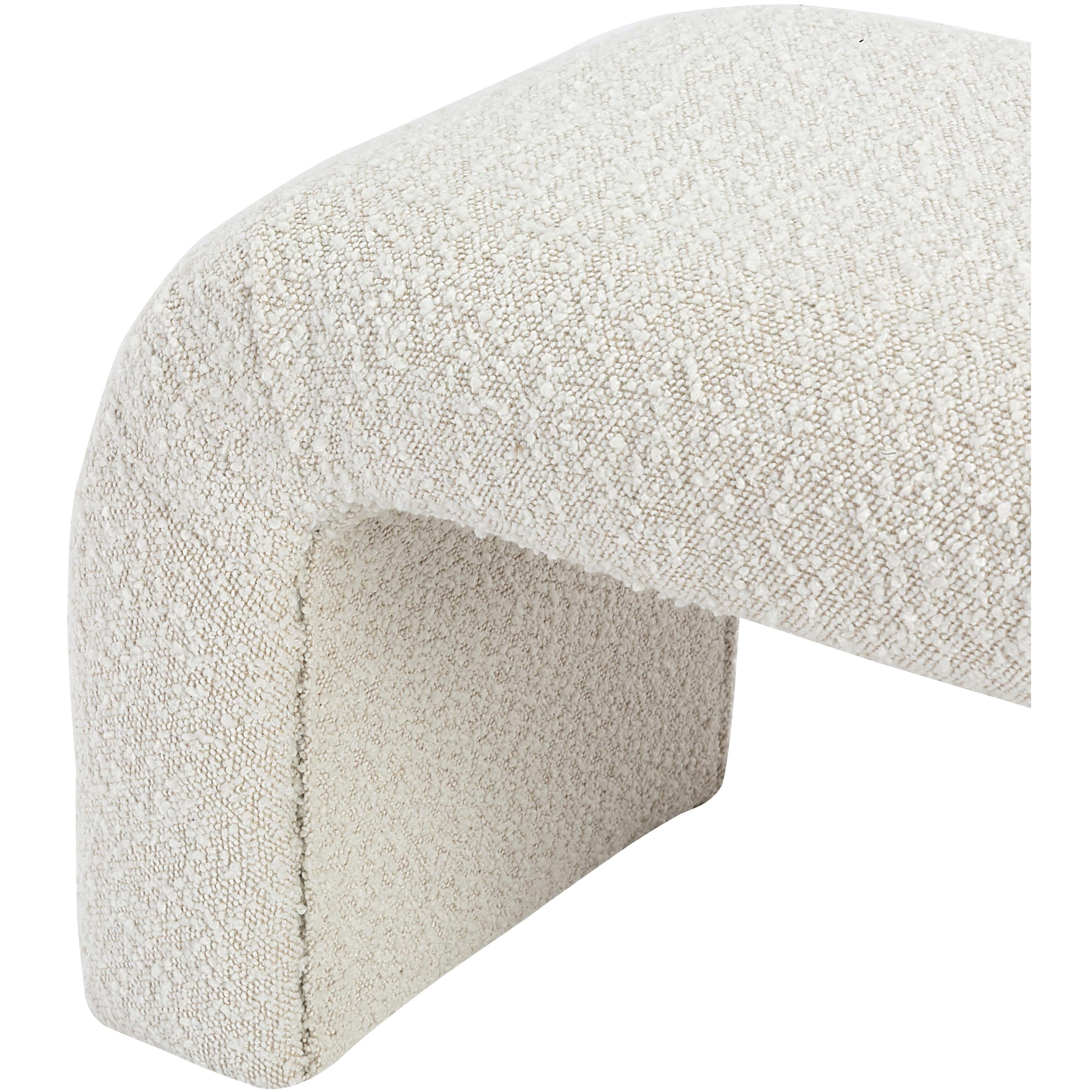 Meridian Niagara Cream Boucle Fabric Bench