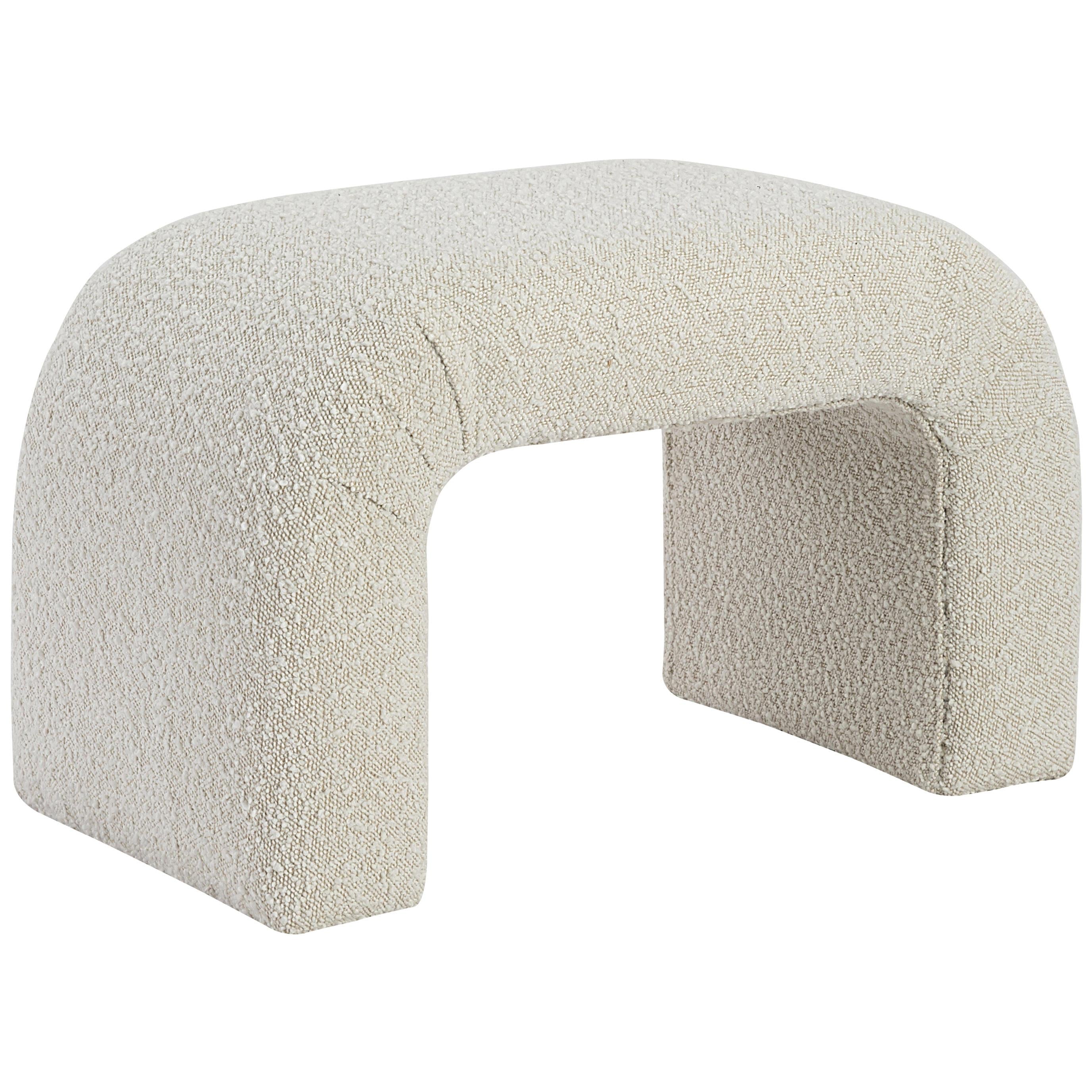 Meridian Niagara Cream Boucle Fabric Bench