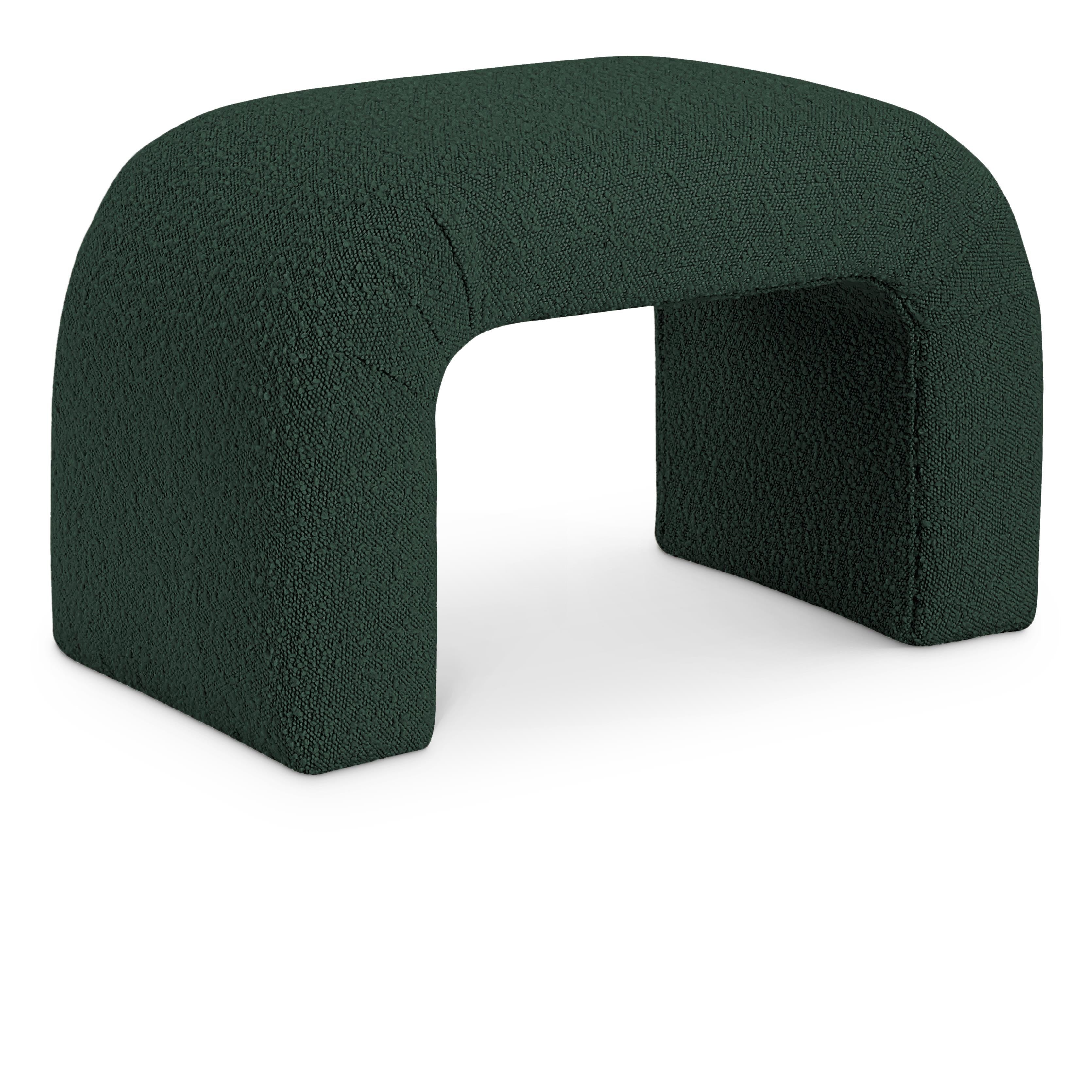 Meridian Niagara Green Boucle Fabric Bench