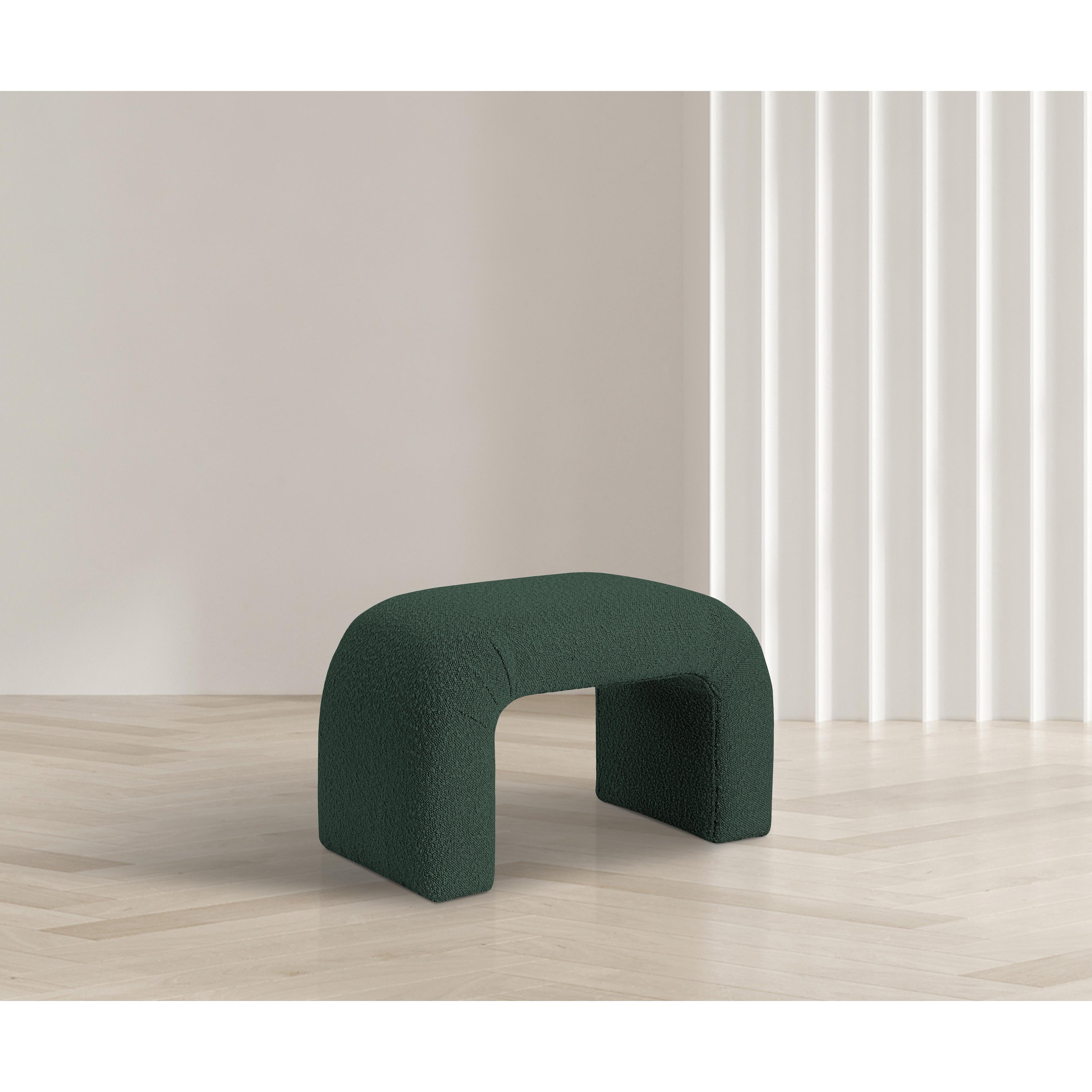 Meridian Niagara Green Boucle Fabric Bench