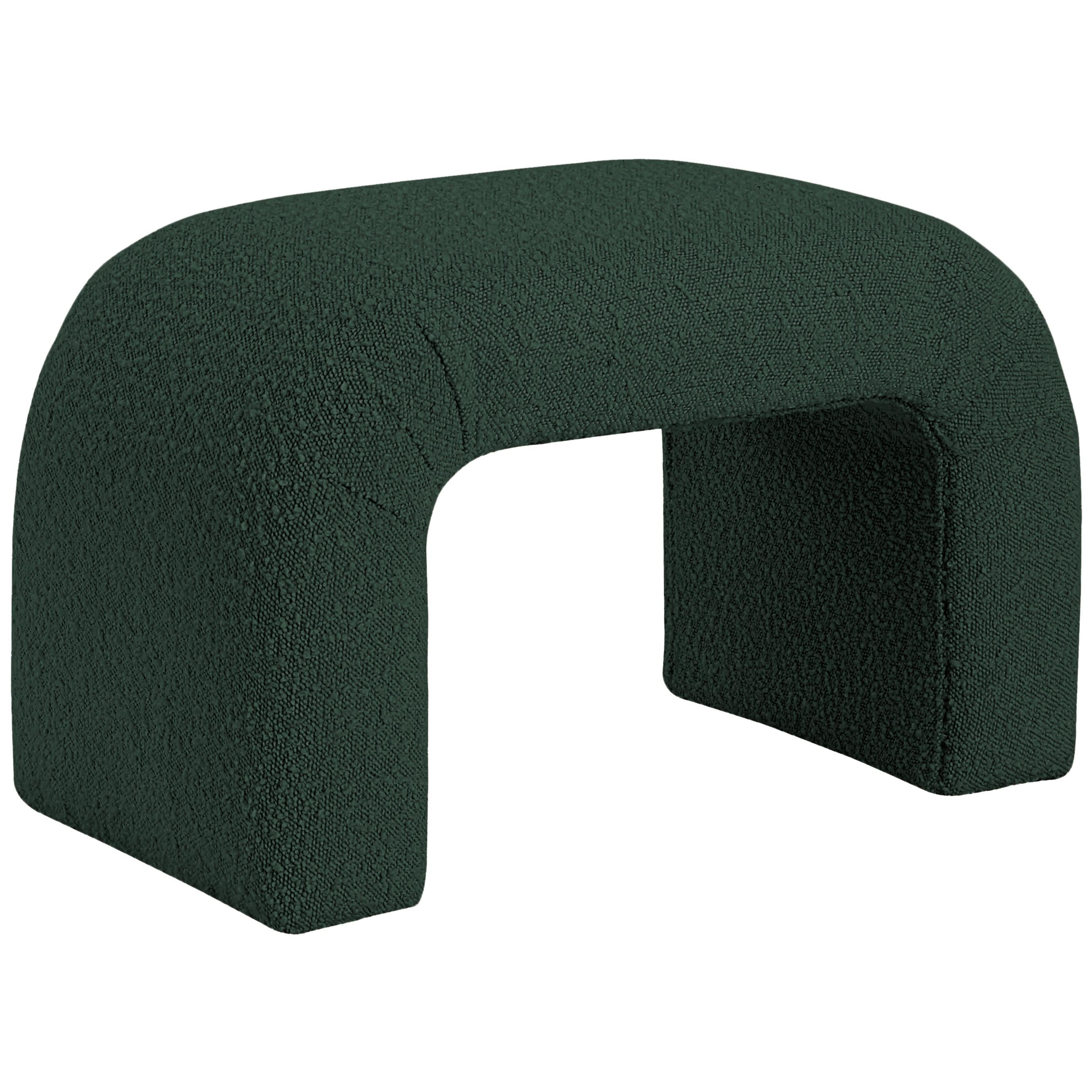 Meridian Niagara Green Boucle Fabric Bench
