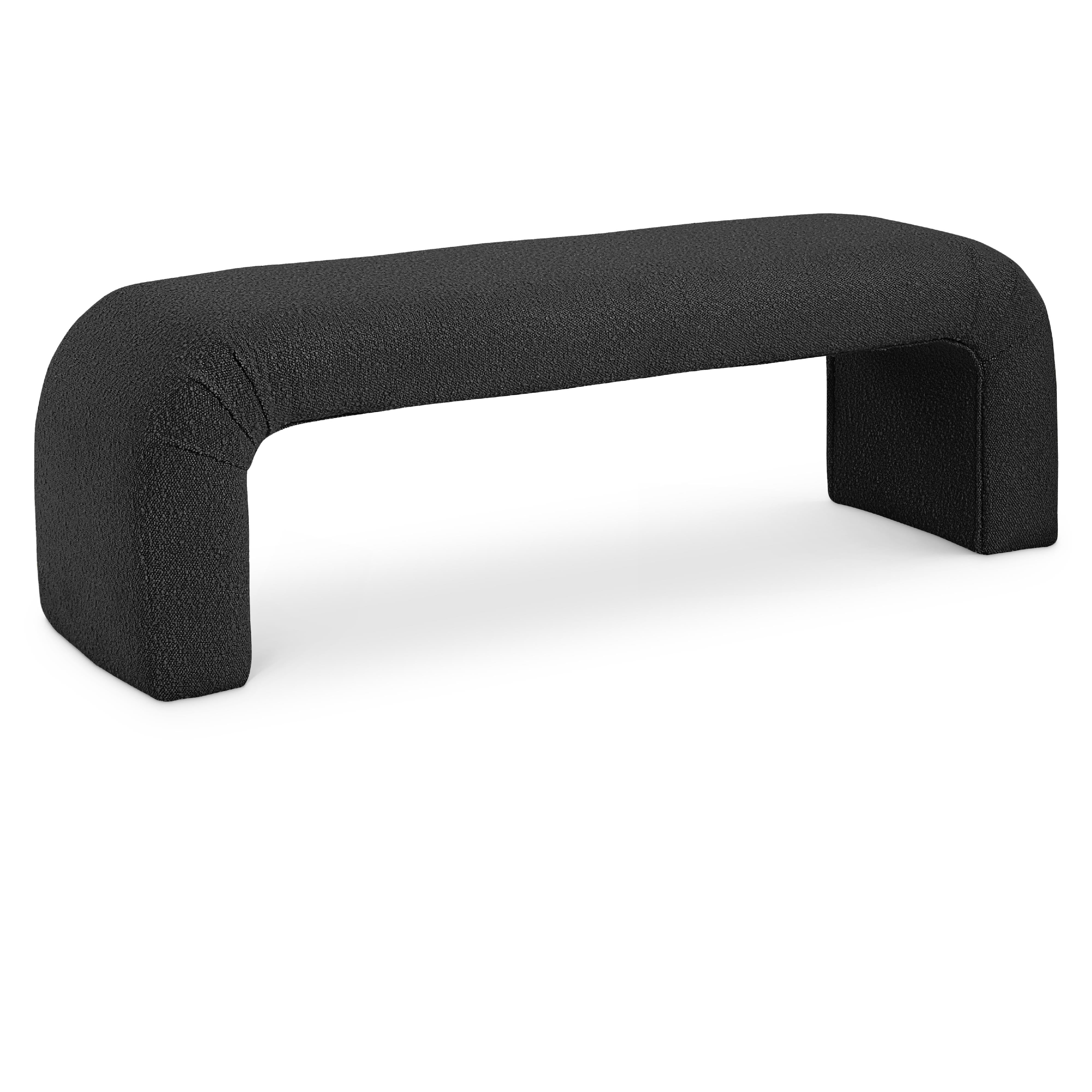 Meridian Niagara Black Boucle Fabric Bench
