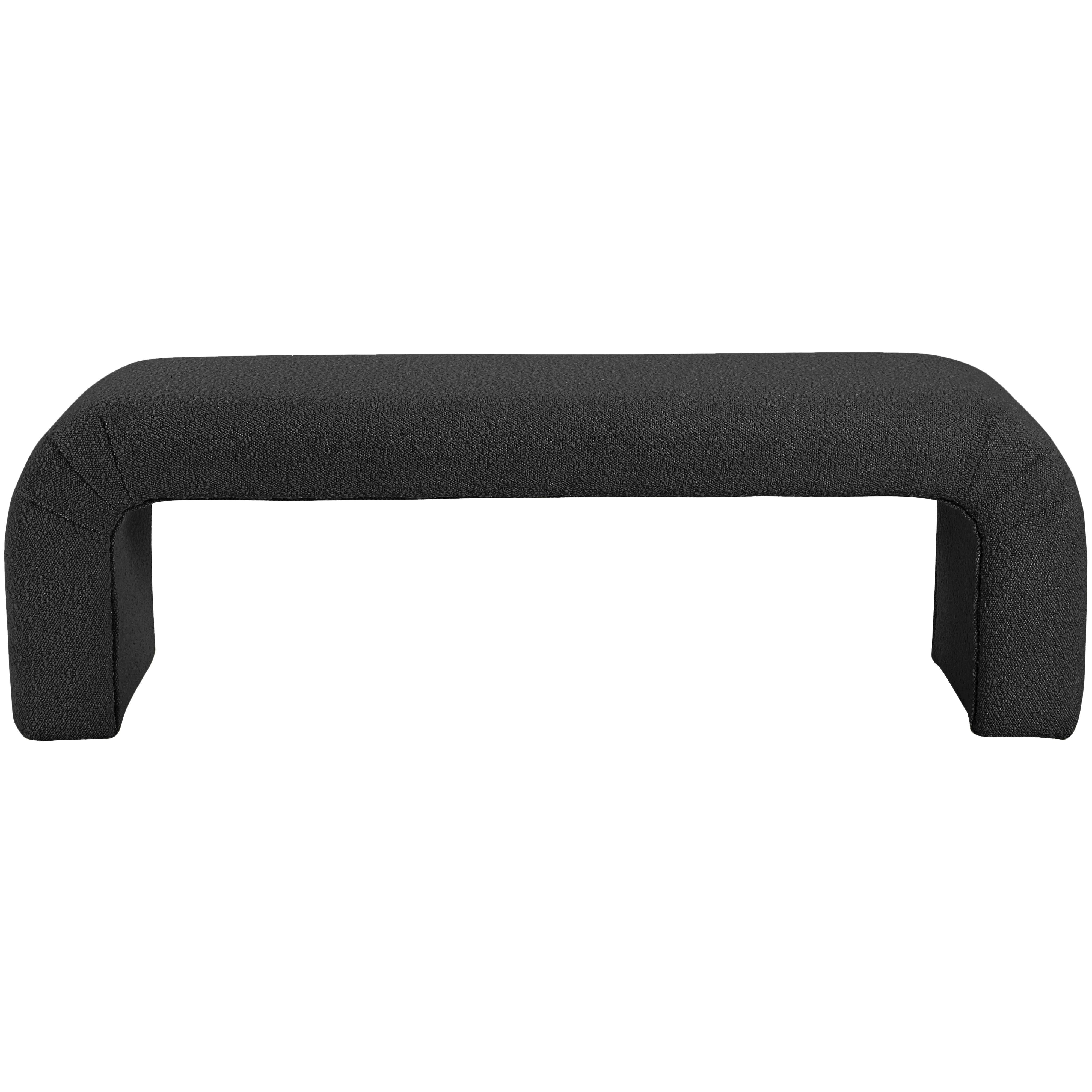 Meridian Niagara Black Boucle Fabric Bench