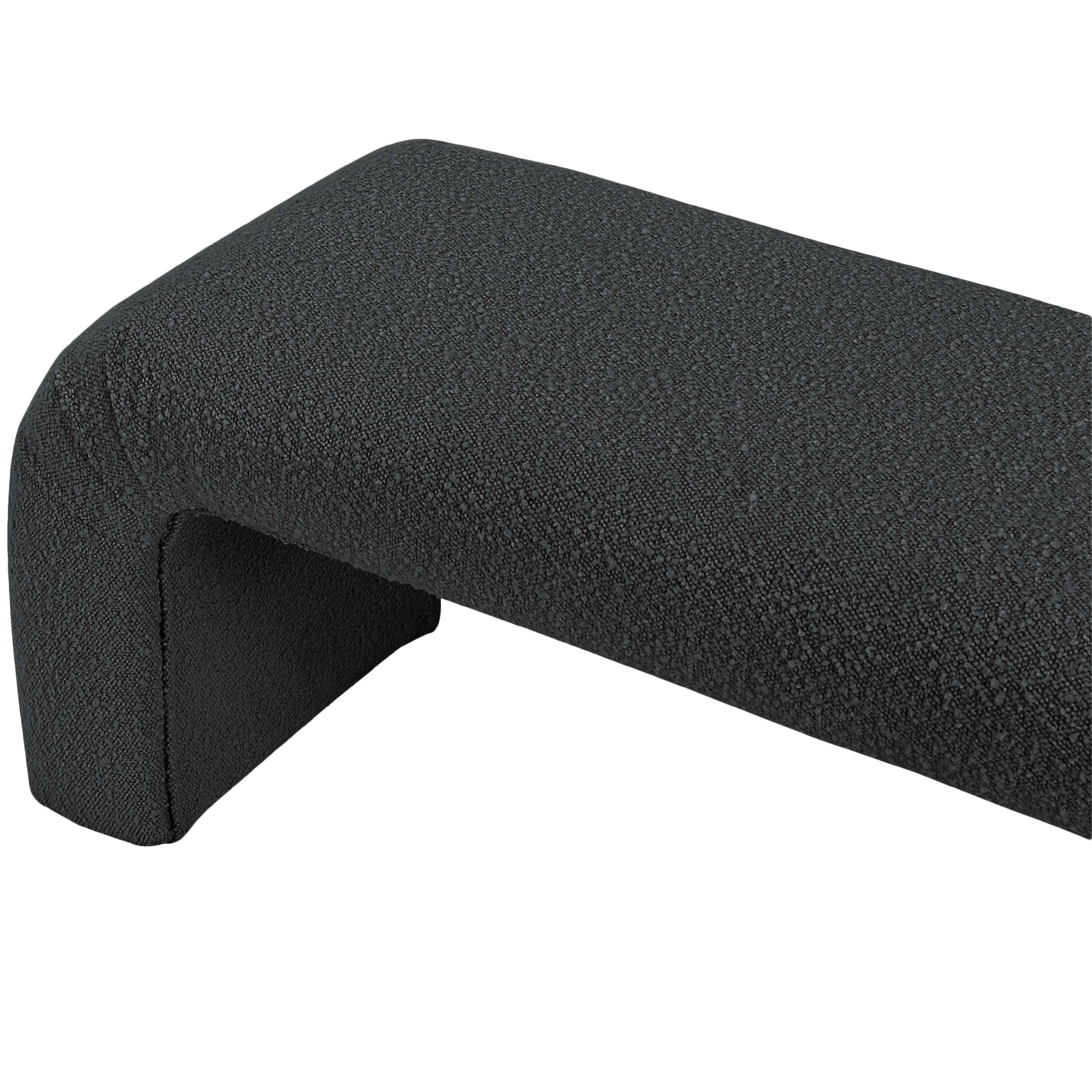 Meridian Niagara Black Boucle Fabric Bench