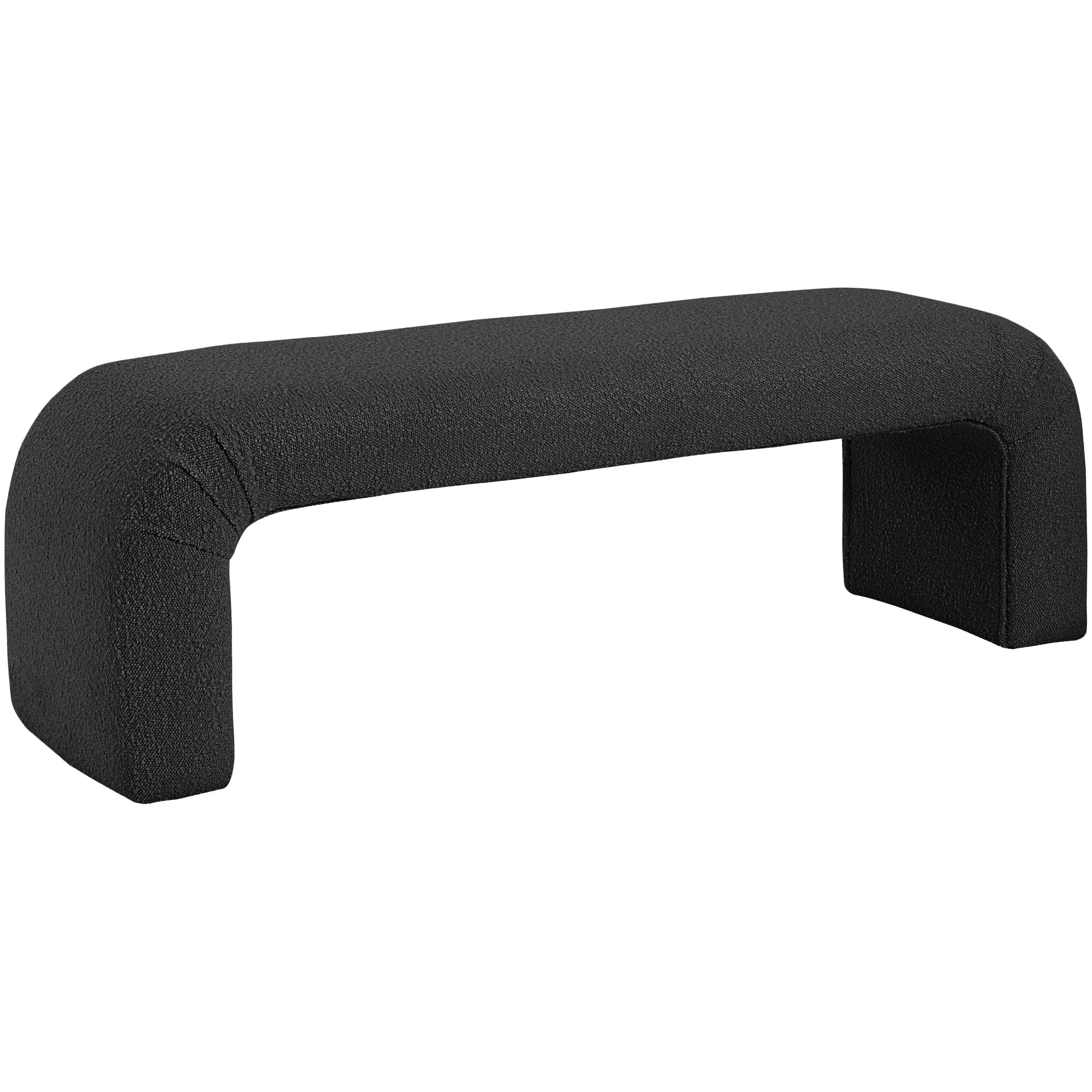 Meridian Niagara Black Boucle Fabric Bench