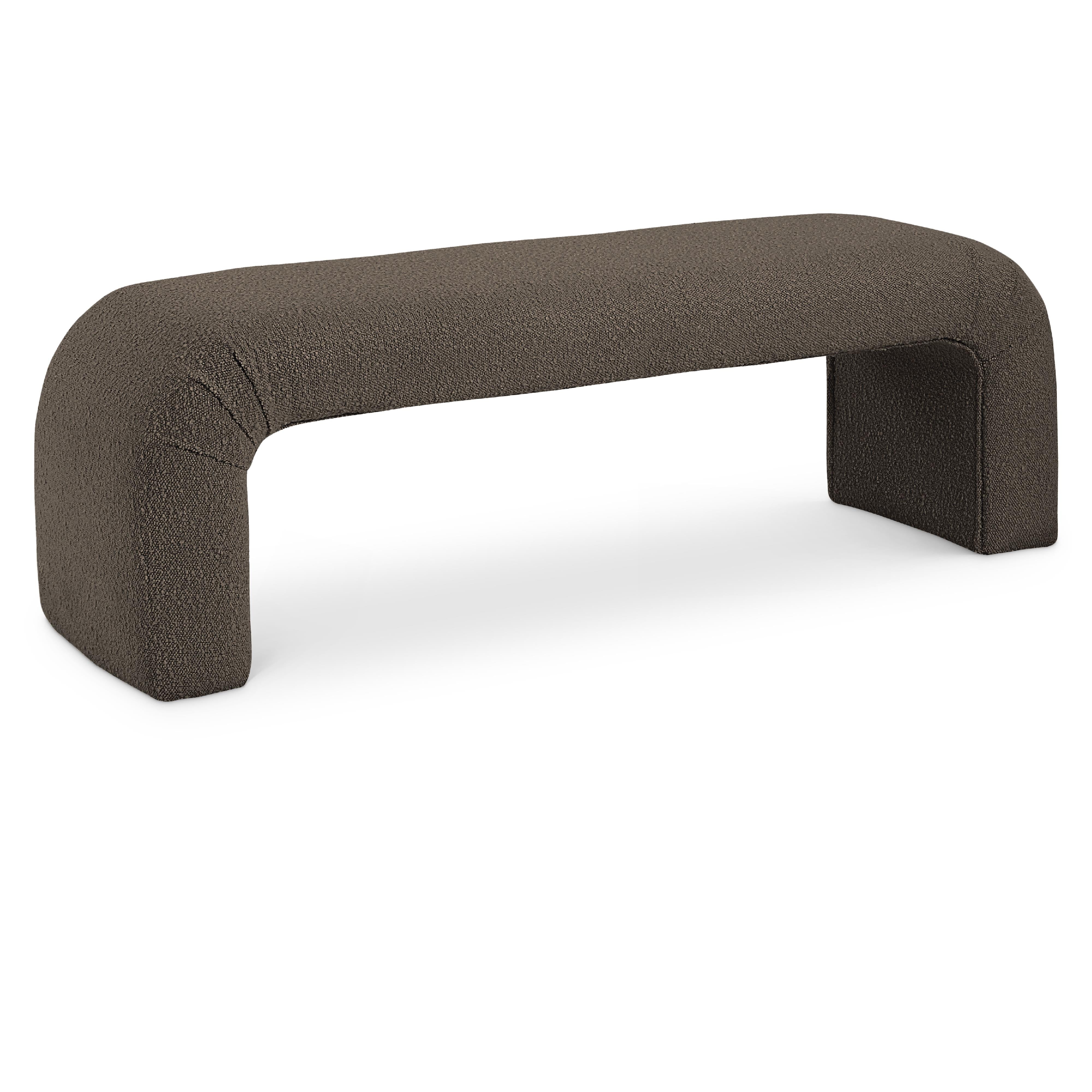 Meridian Niagara Brown Boucle Fabric Bench