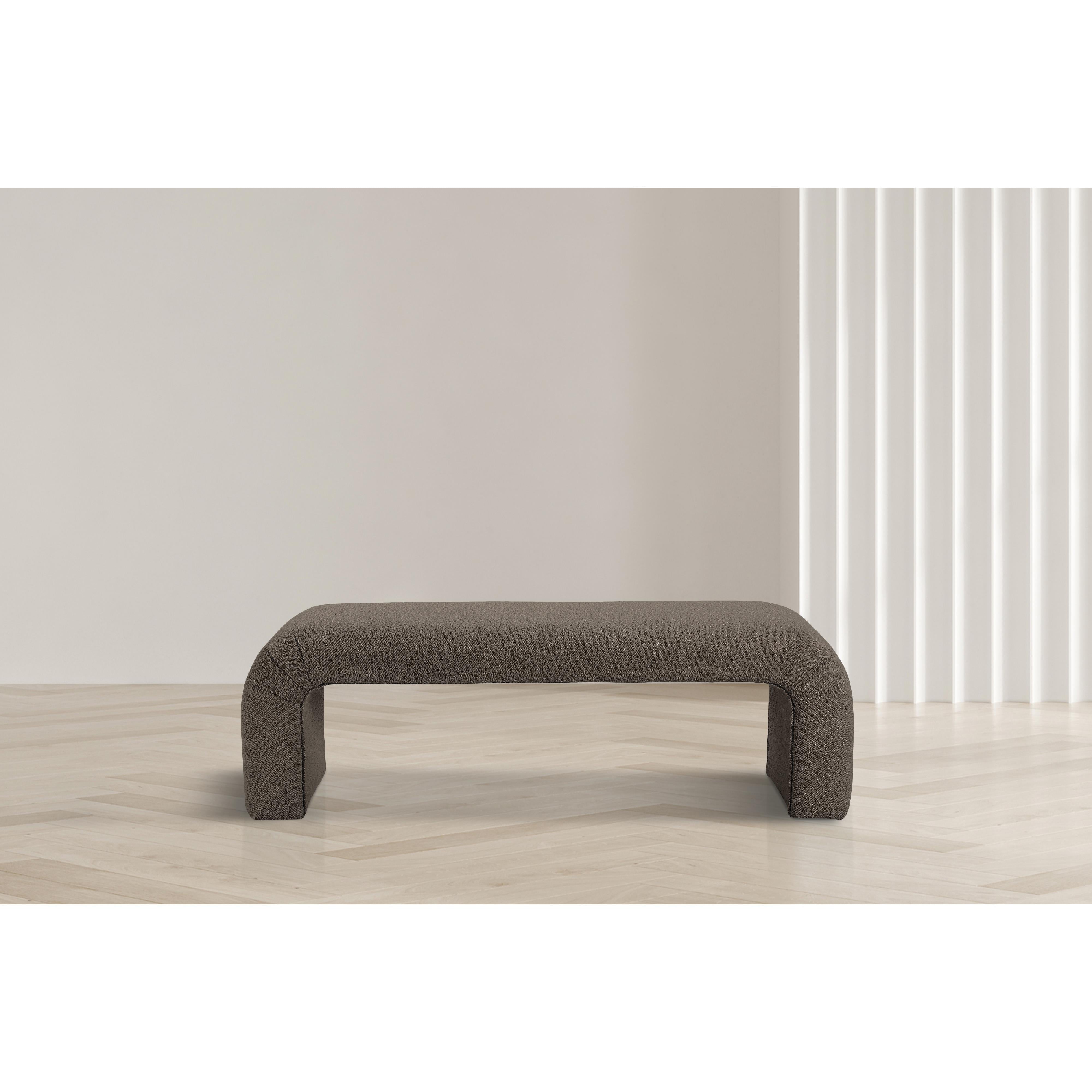 Meridian Niagara Brown Boucle Fabric Bench