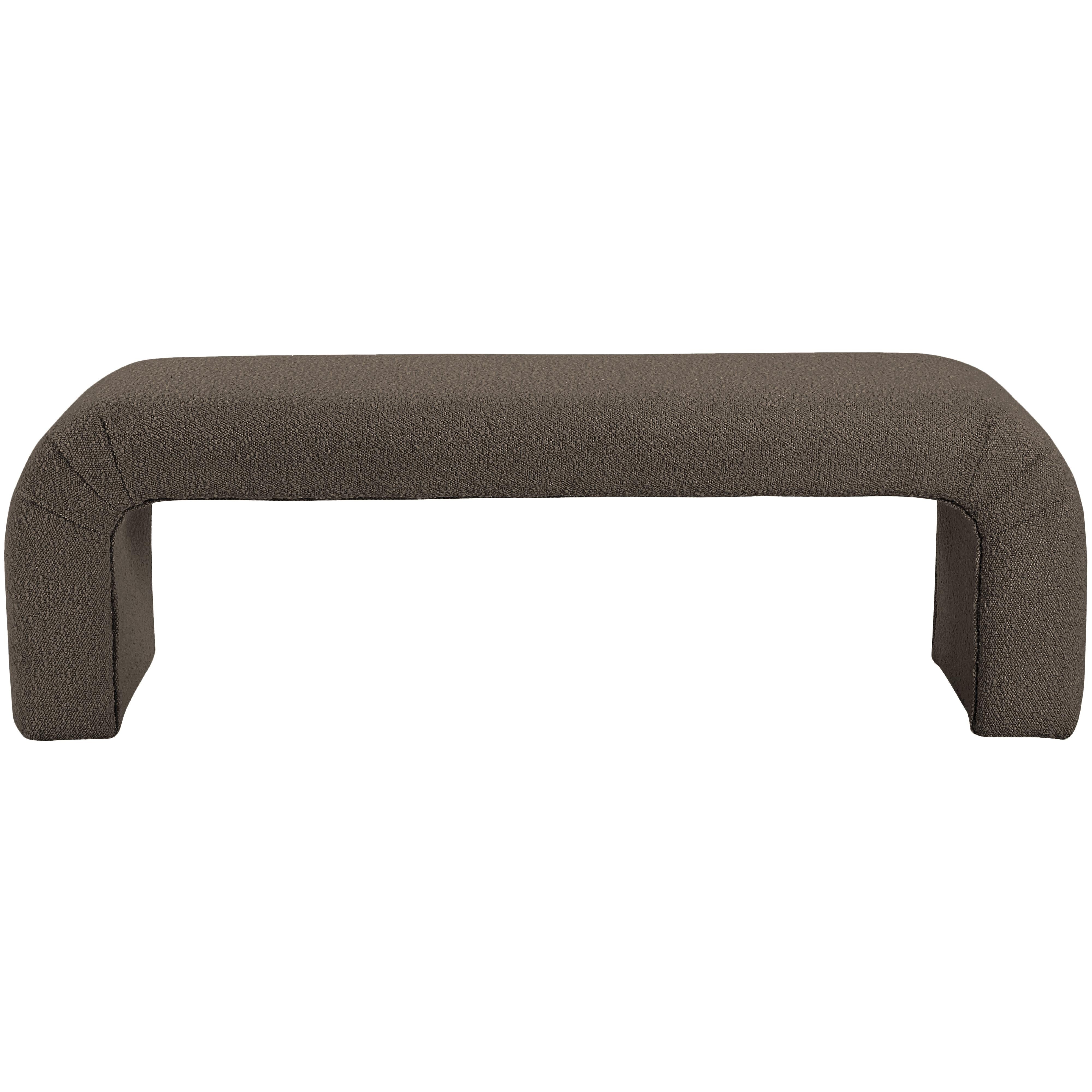 Meridian Niagara Brown Boucle Fabric Bench