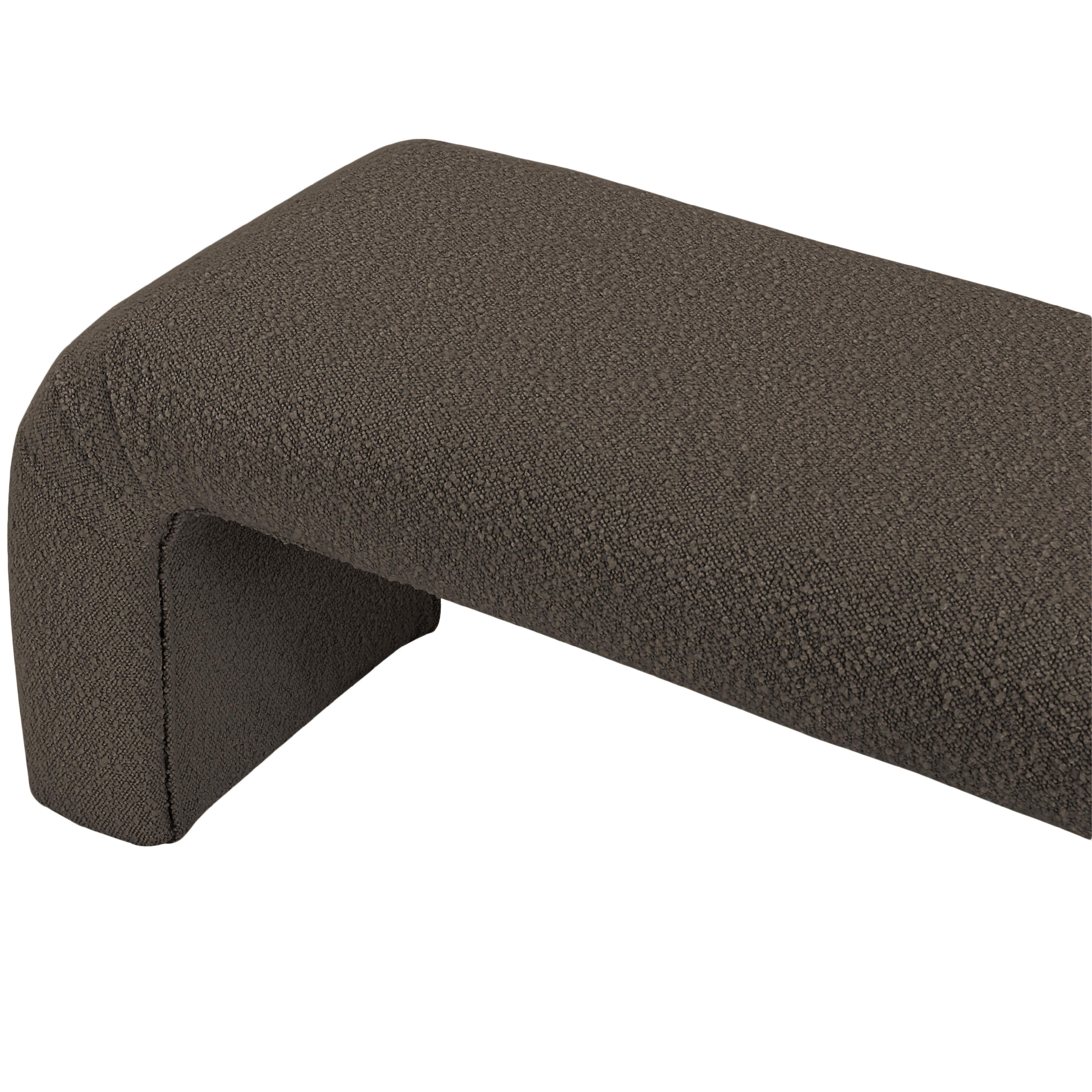 Meridian Niagara Brown Boucle Fabric Bench