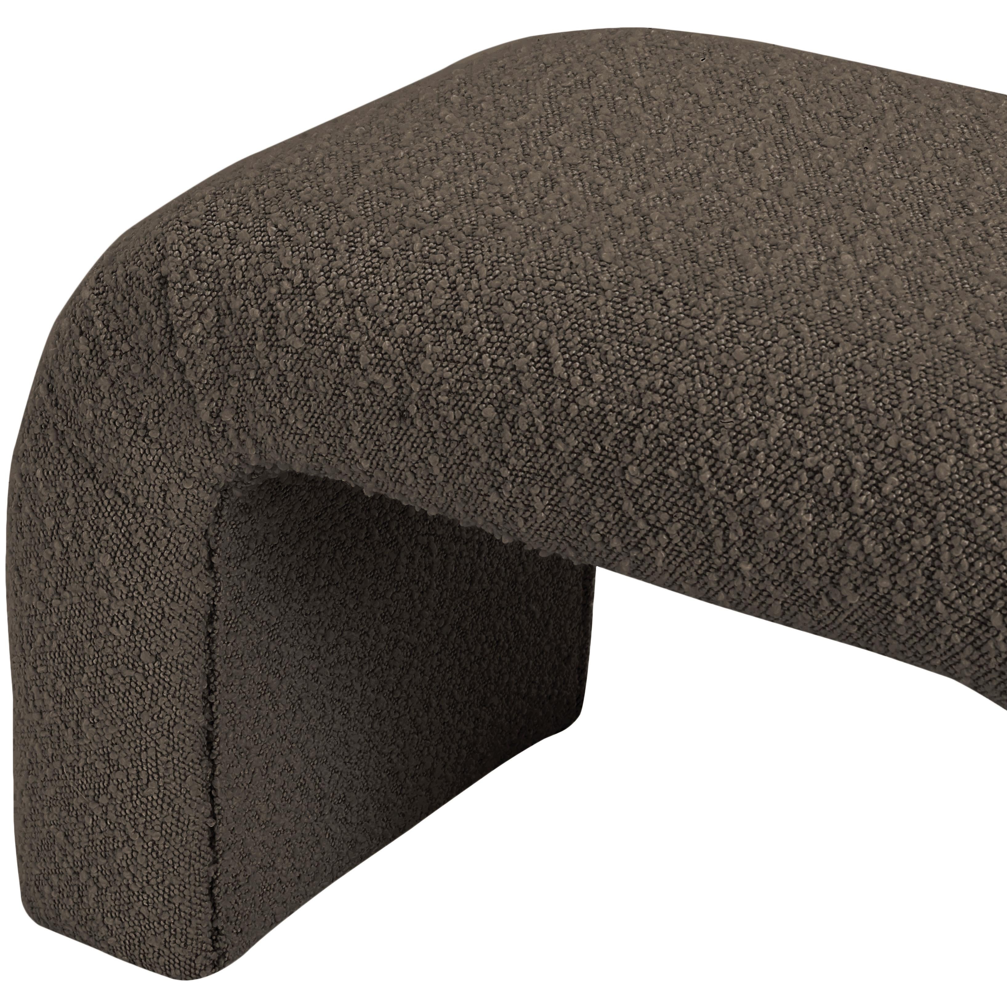 Meridian Niagara Brown Boucle Fabric Bench