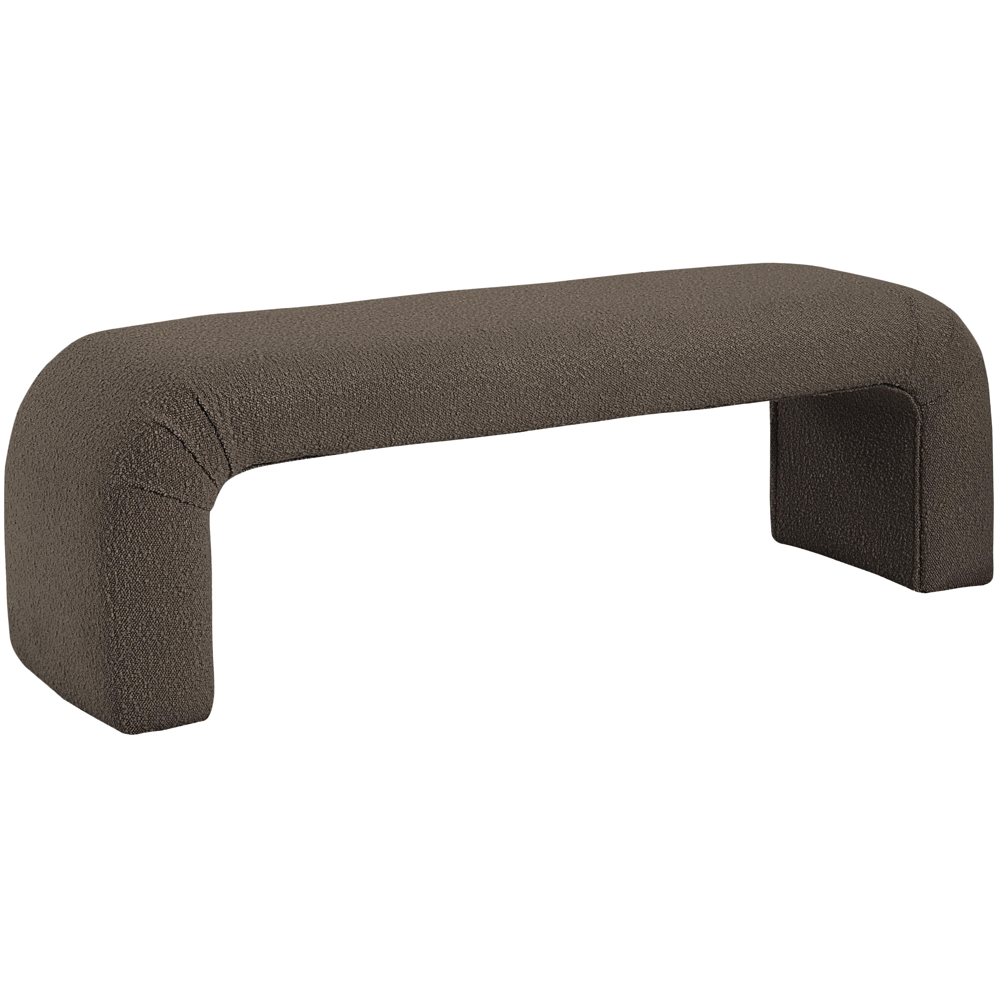 Meridian Niagara Brown Boucle Fabric Bench