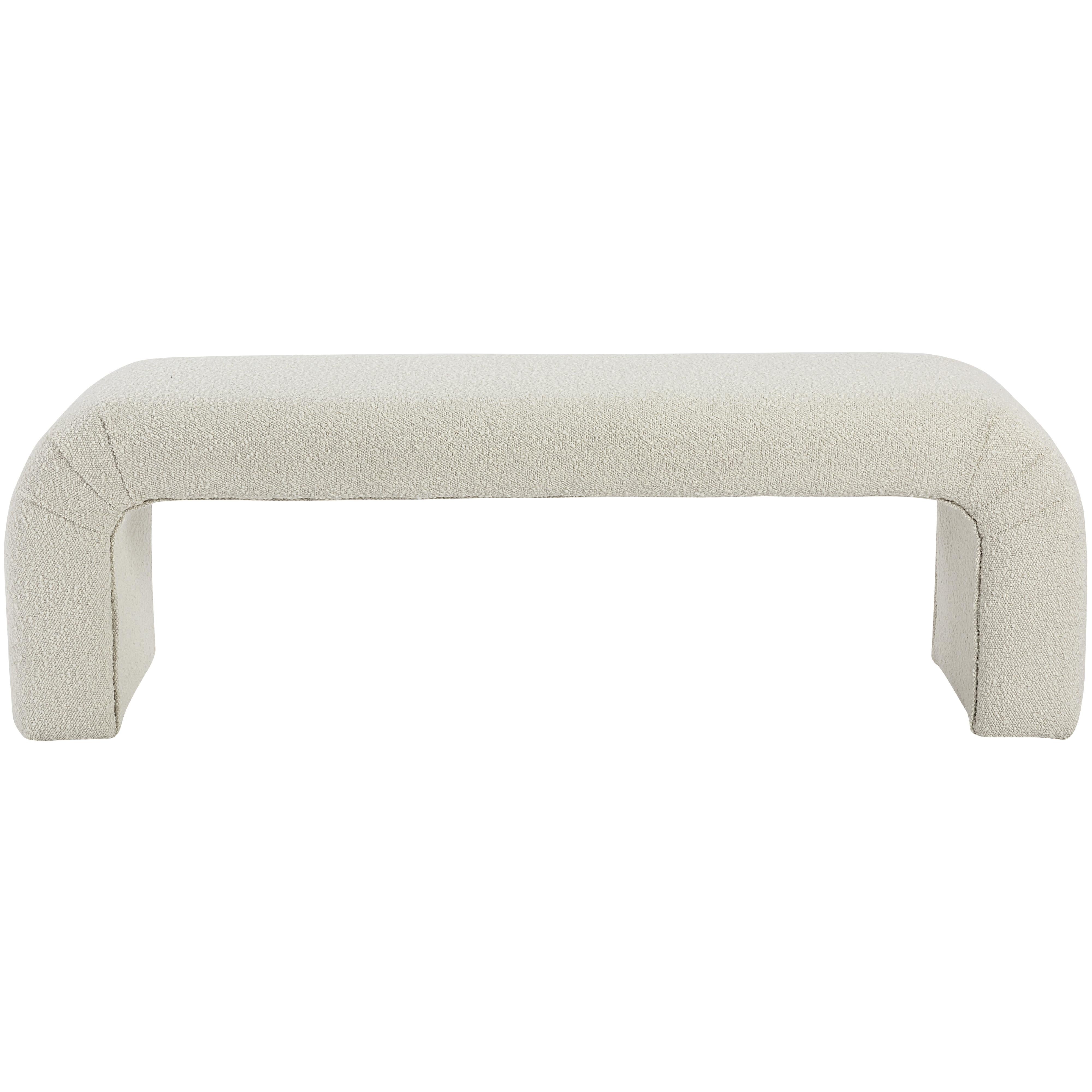 Meridian Niagara Cream Boucle Fabric Bench