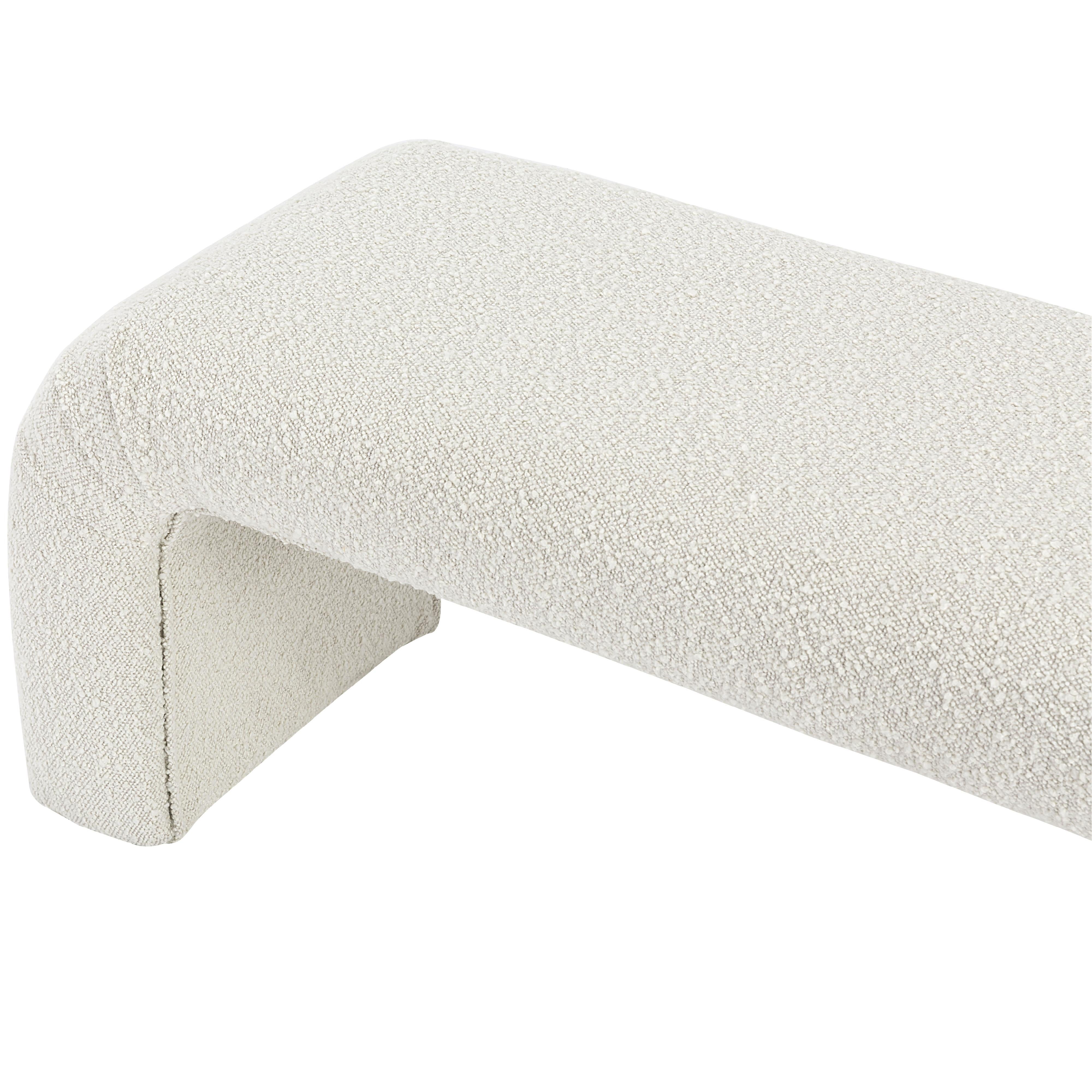 Meridian Niagara Cream Boucle Fabric Bench