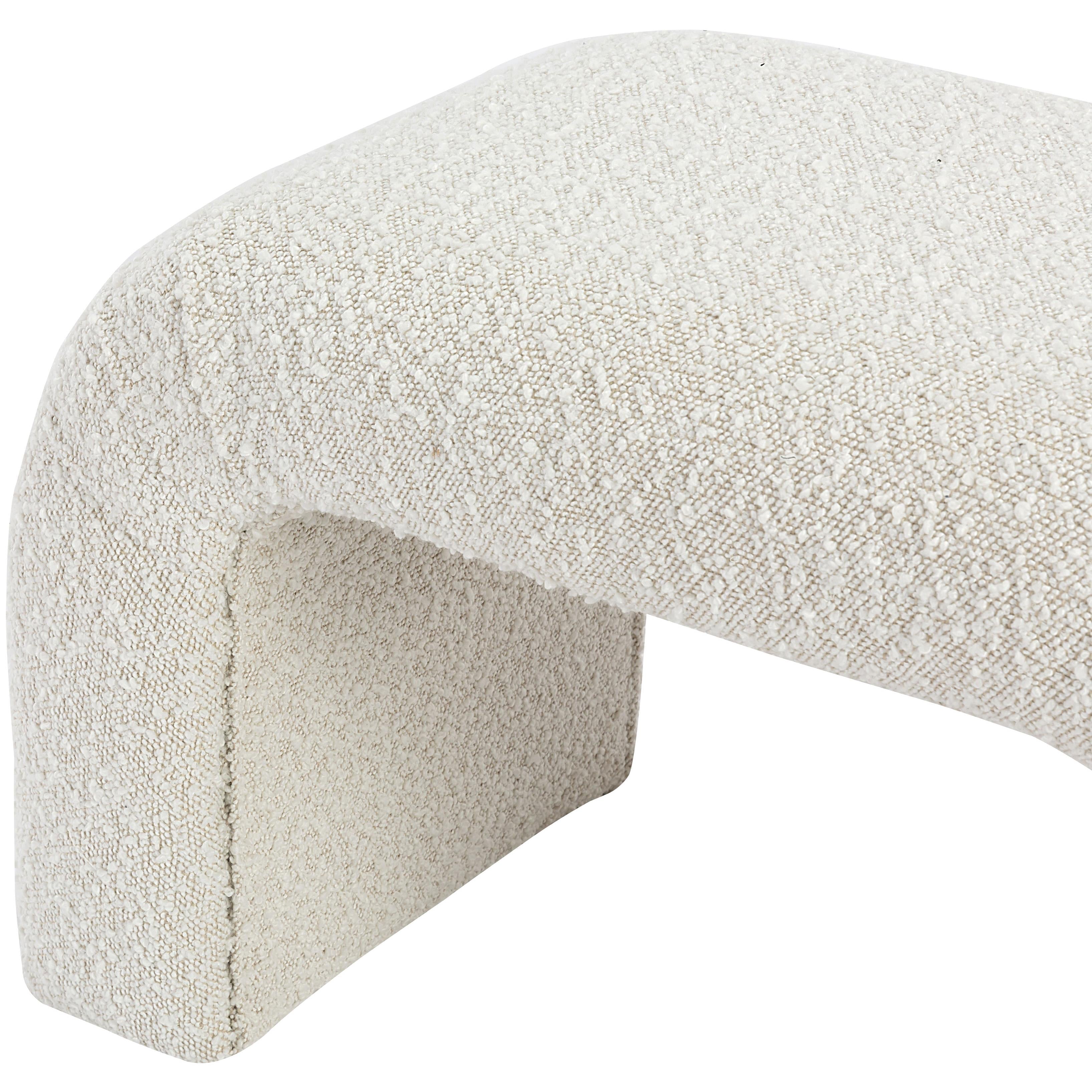 Meridian Niagara Cream Boucle Fabric Bench