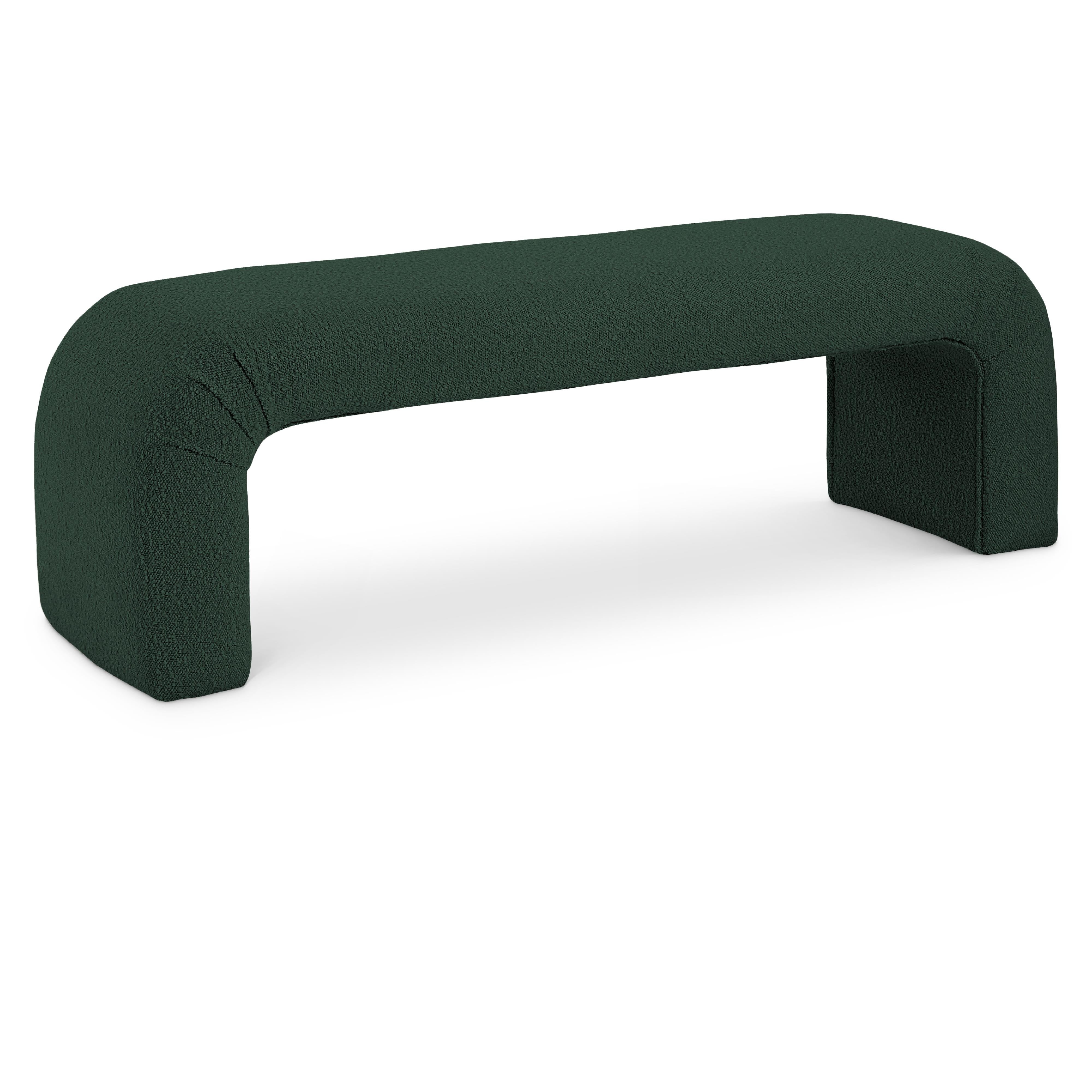 Meridian Niagara Green Boucle Fabric Bench