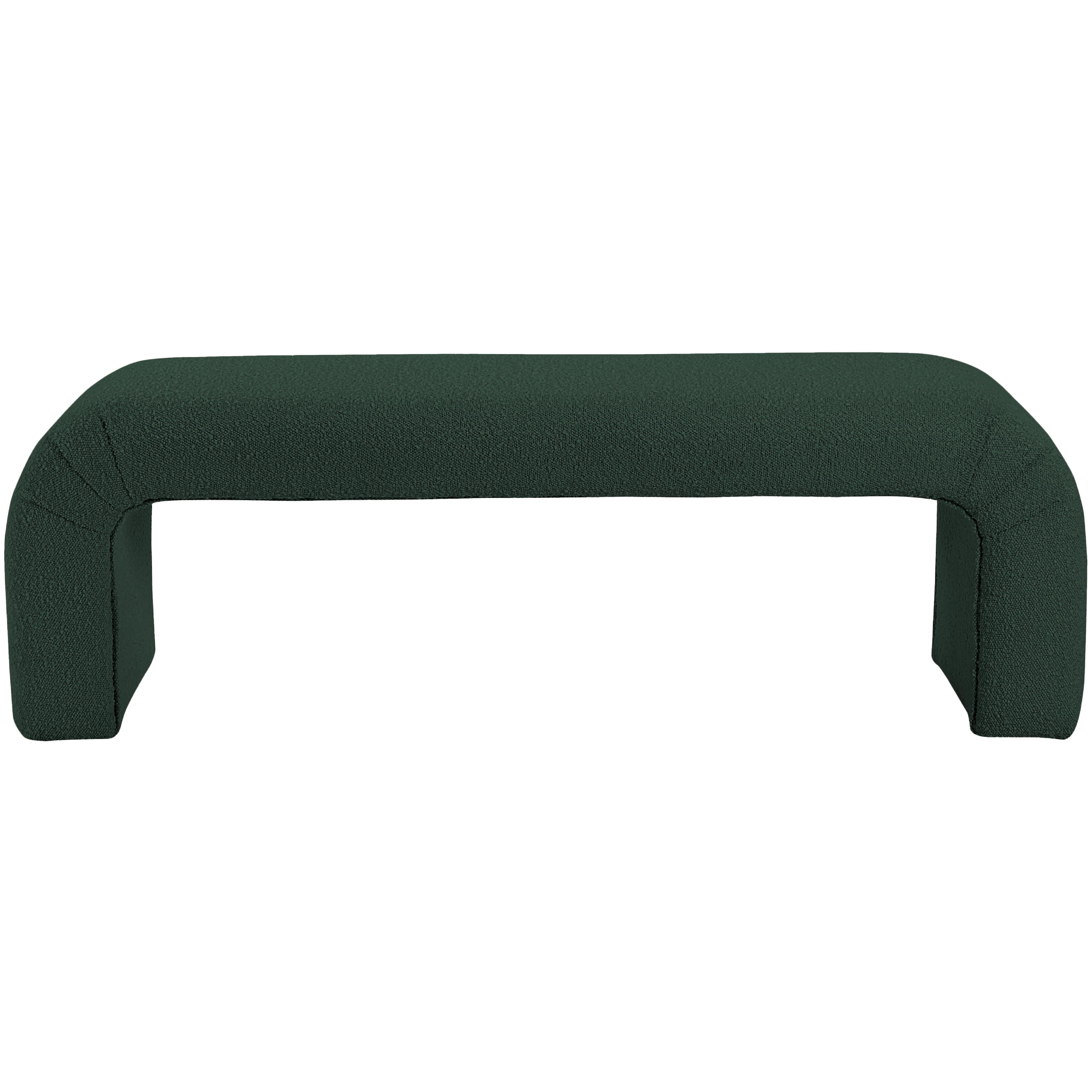 Meridian Niagara Green Boucle Fabric Bench
