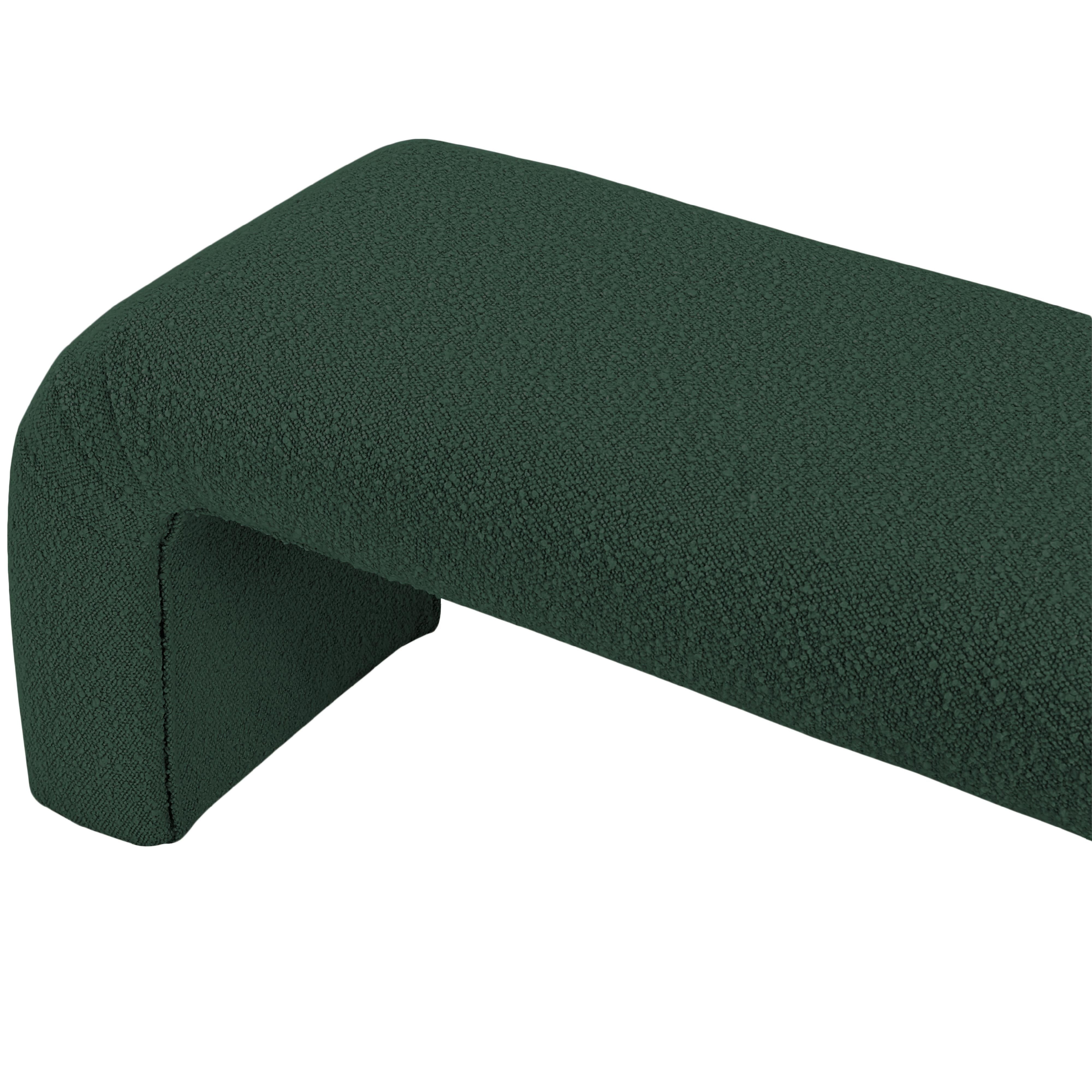 Meridian Niagara Green Boucle Fabric Bench