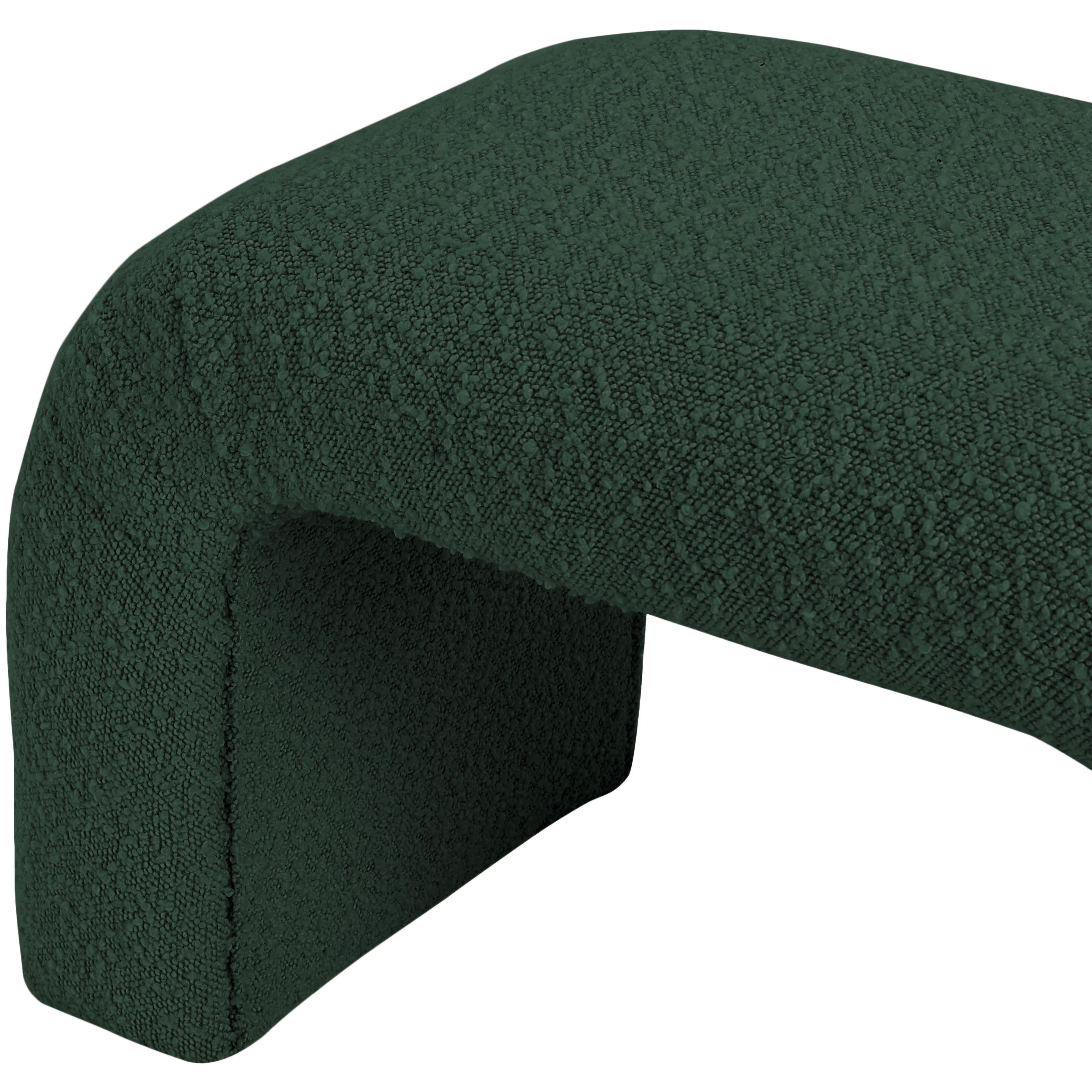 Meridian Niagara Green Boucle Fabric Bench