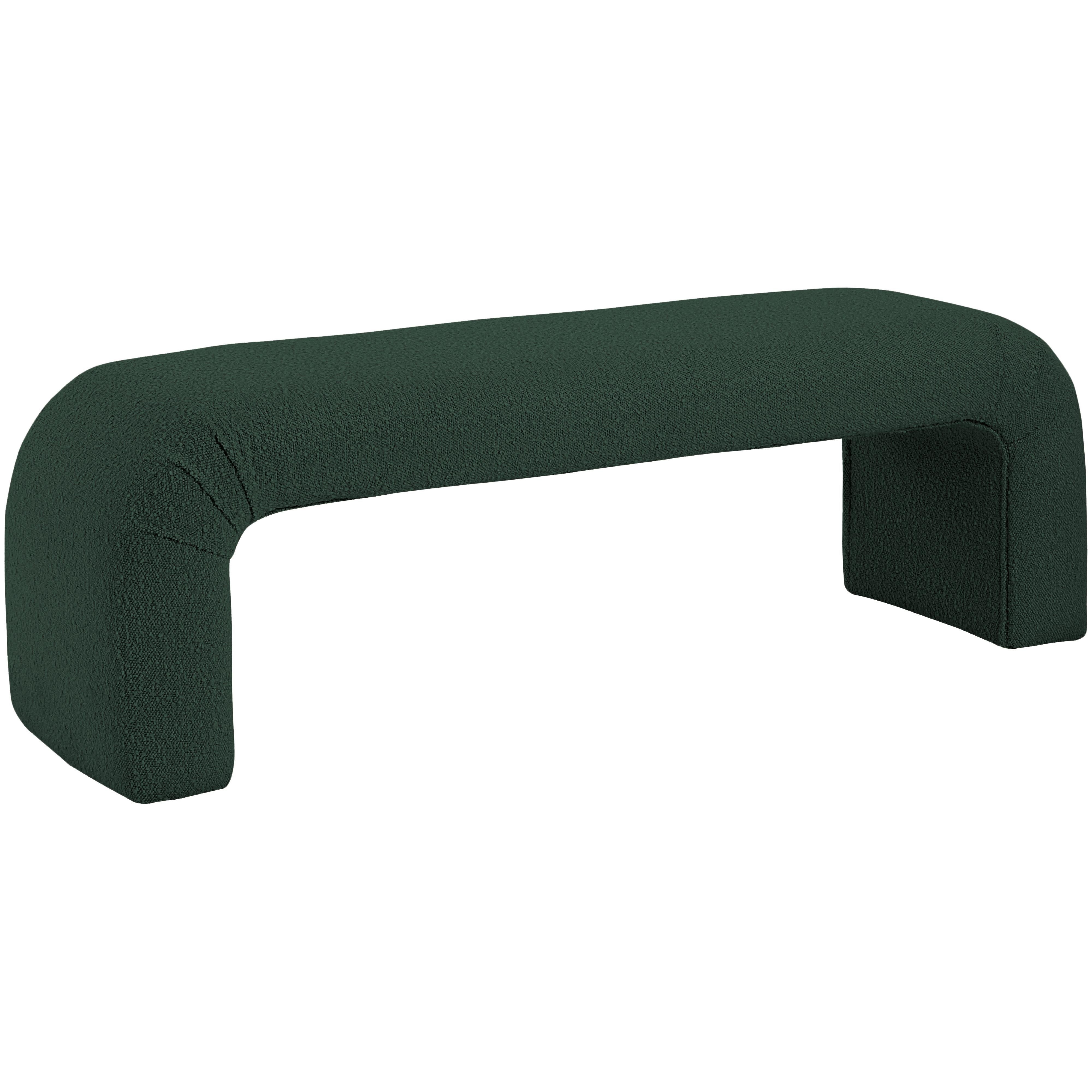 Meridian Niagara Green Boucle Fabric Bench