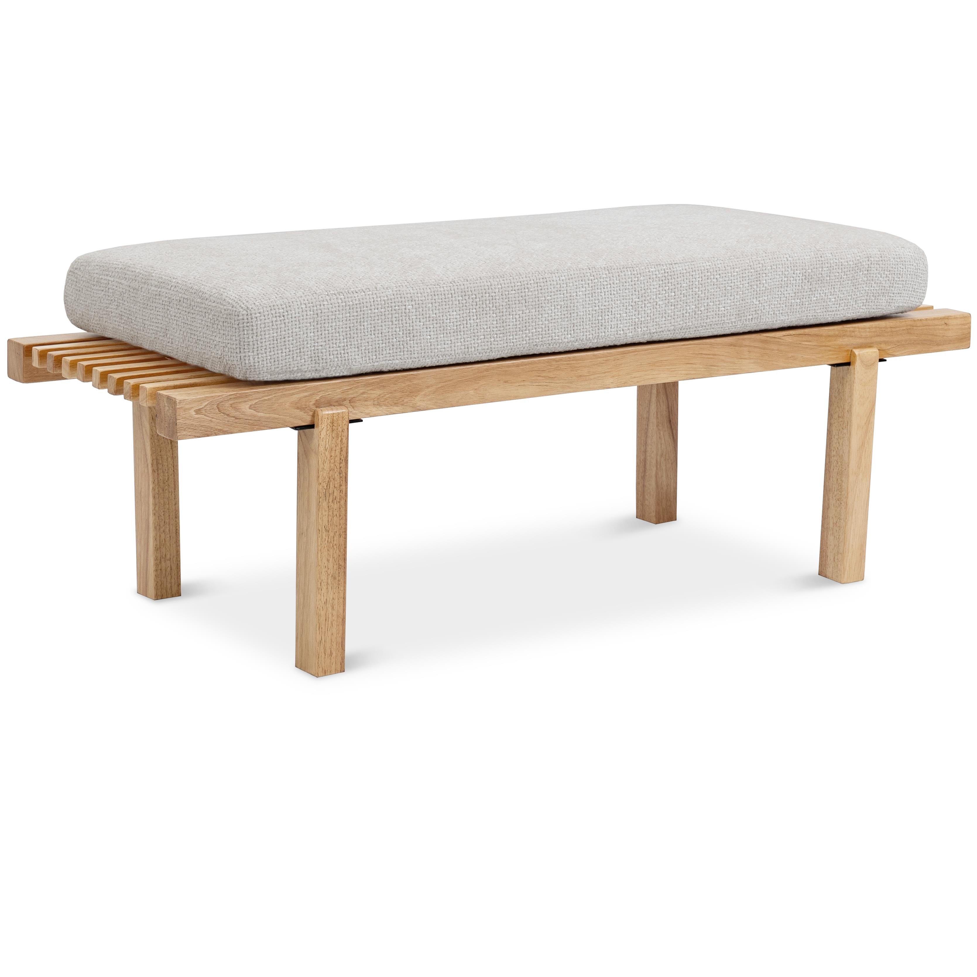 Meridian Naya Cream Chenille Fabric Bench
