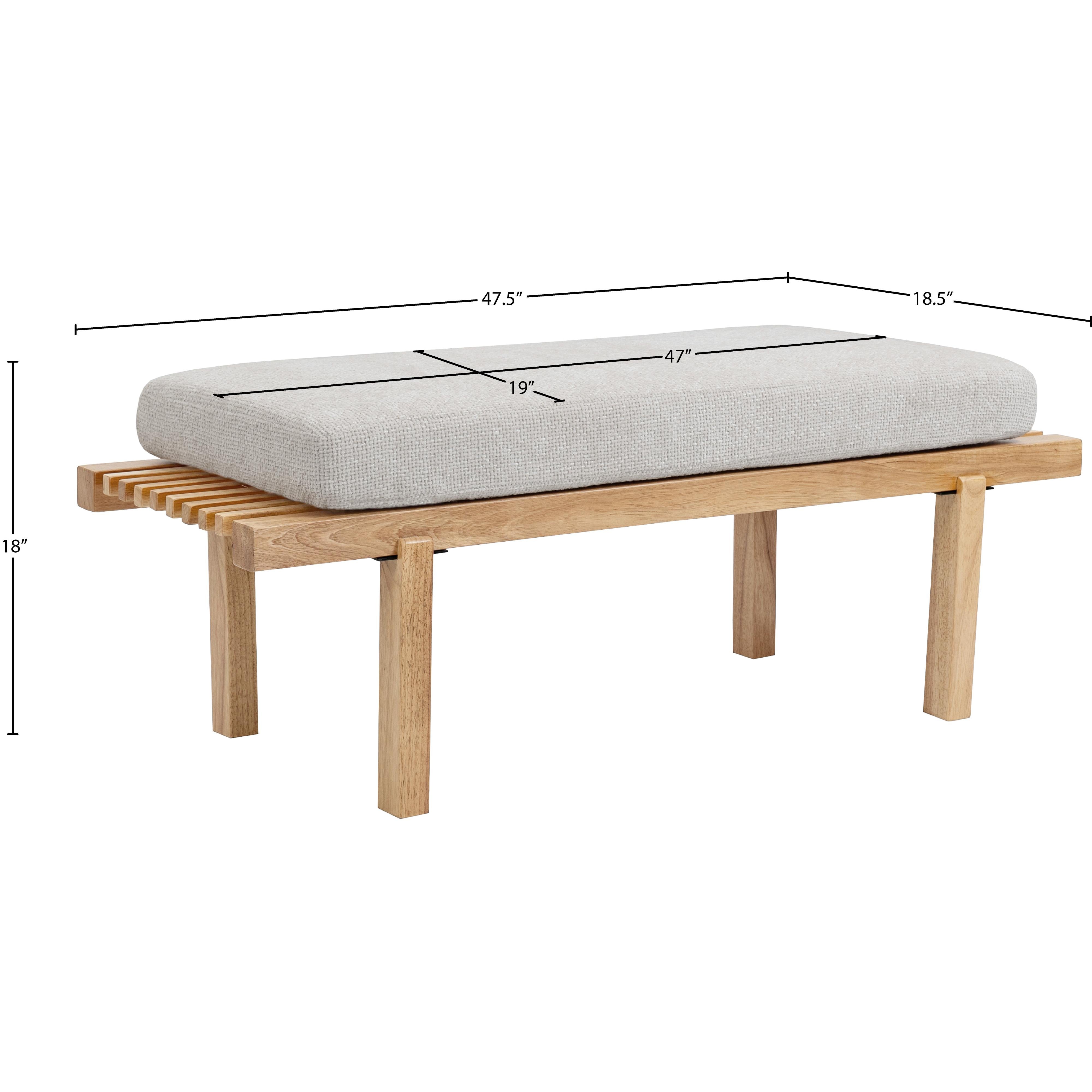 Meridian Naya Cream Chenille Fabric Bench