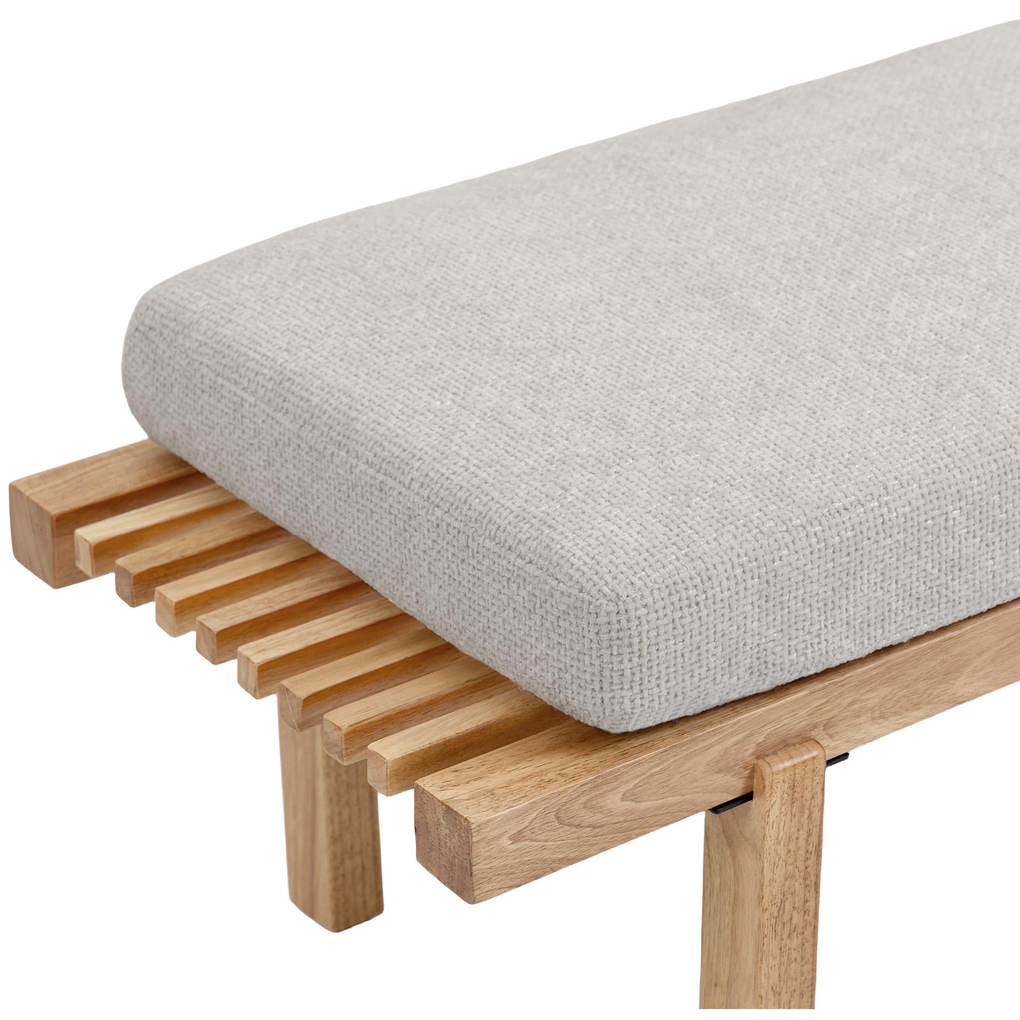 Meridian Naya Cream Chenille Fabric Bench