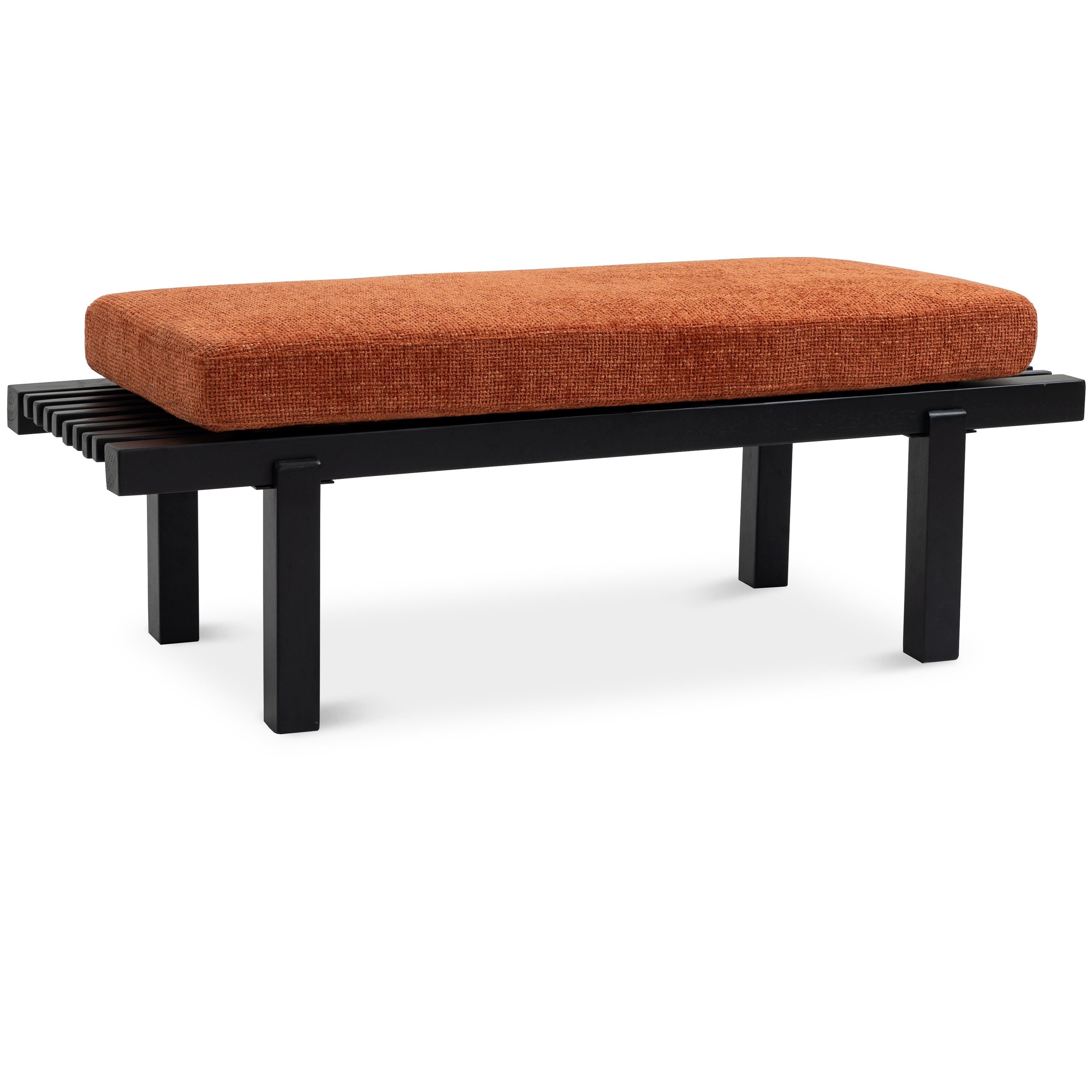 Meridian Naya Cognac Chenille Fabric Bench