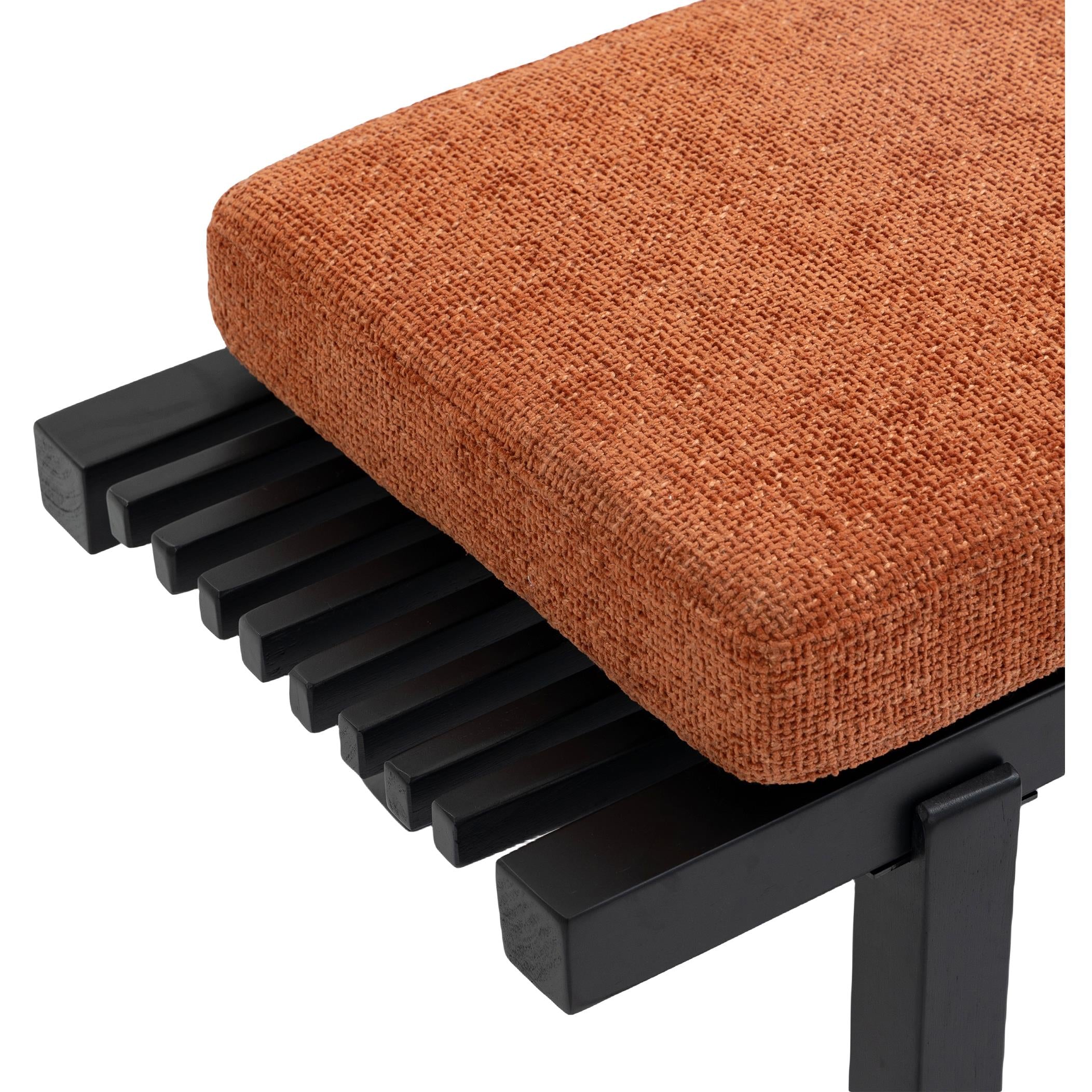 Meridian Naya Cognac Chenille Fabric Bench
