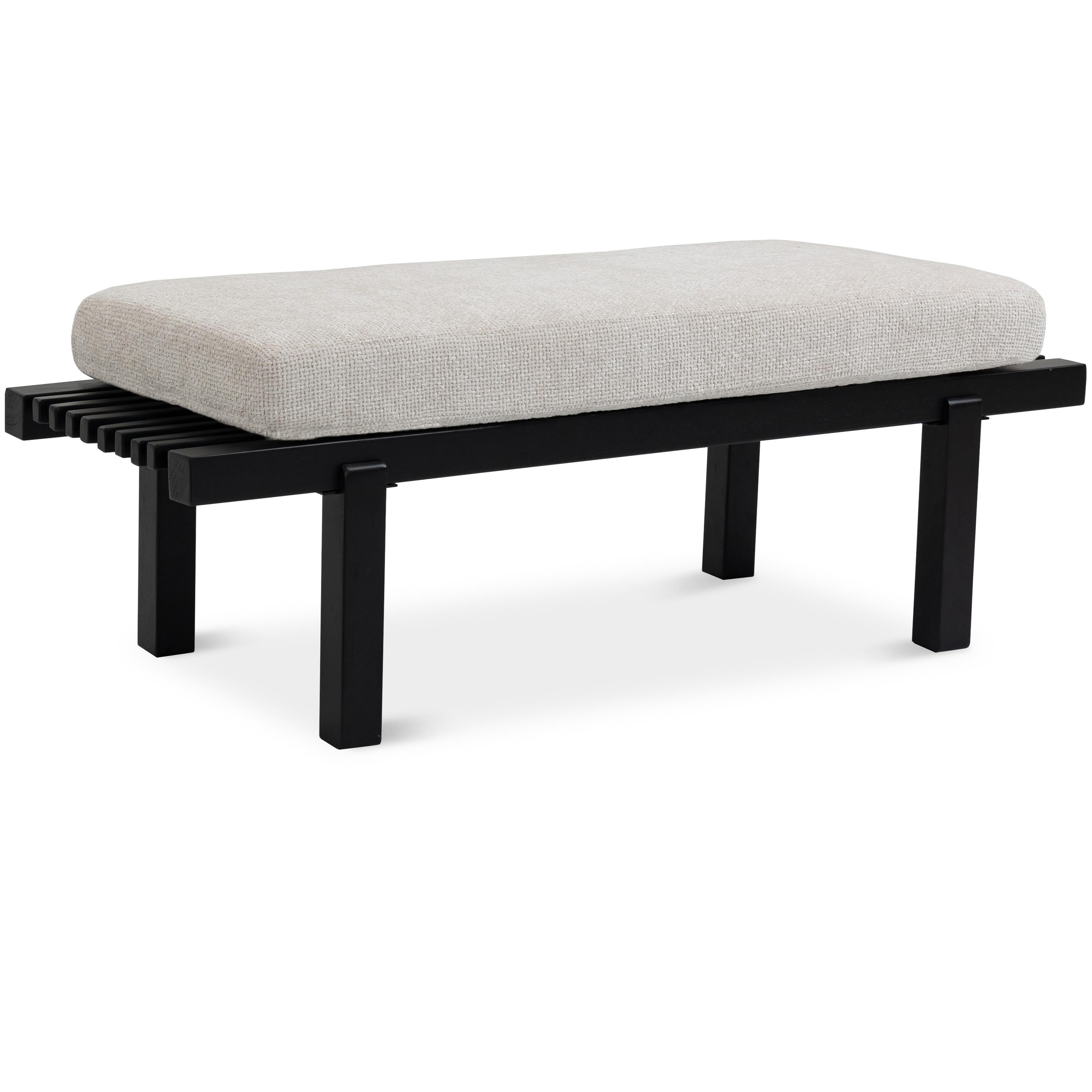 Meridian Naya Cream Chenille Fabric Bench