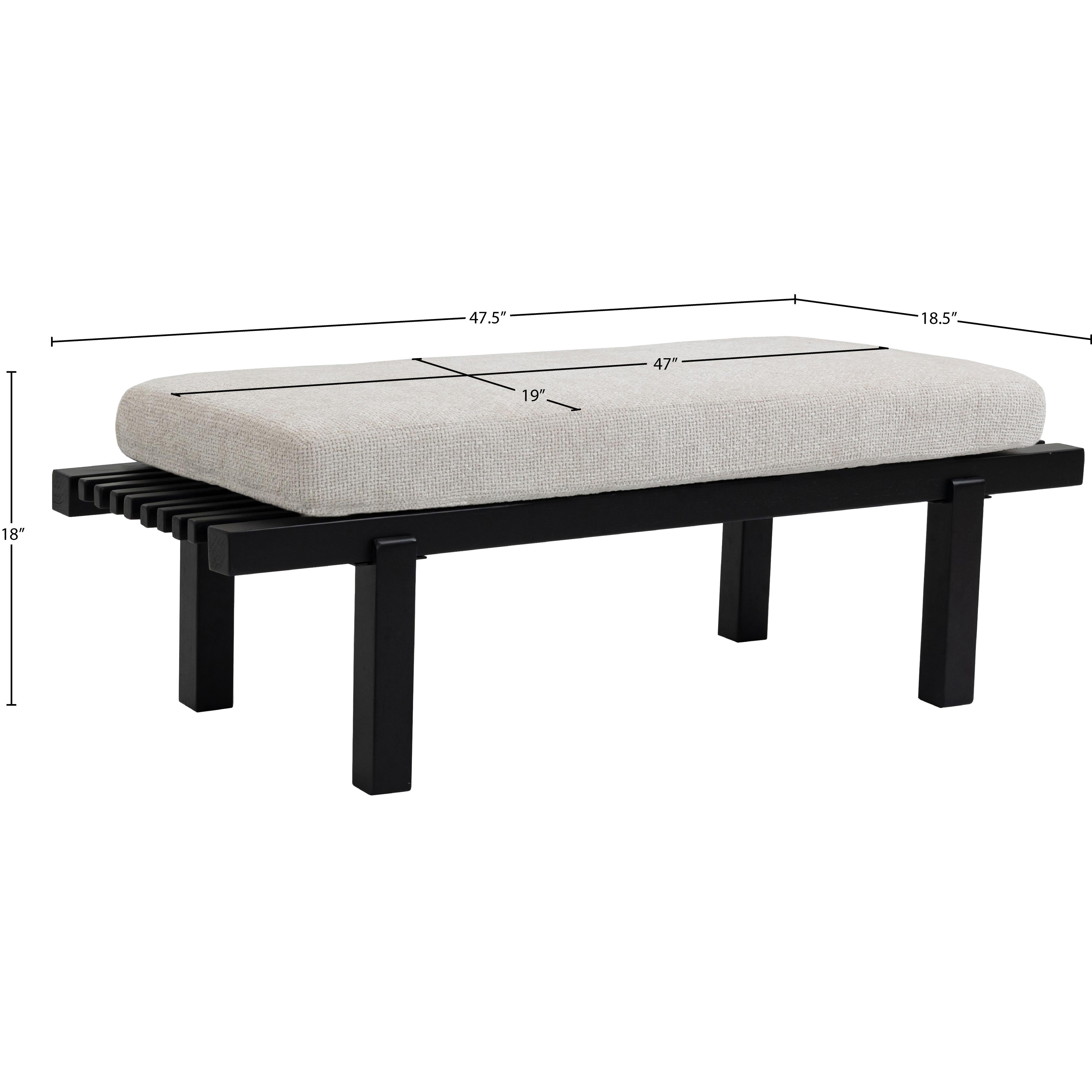 Meridian Naya Cream Chenille Fabric Bench