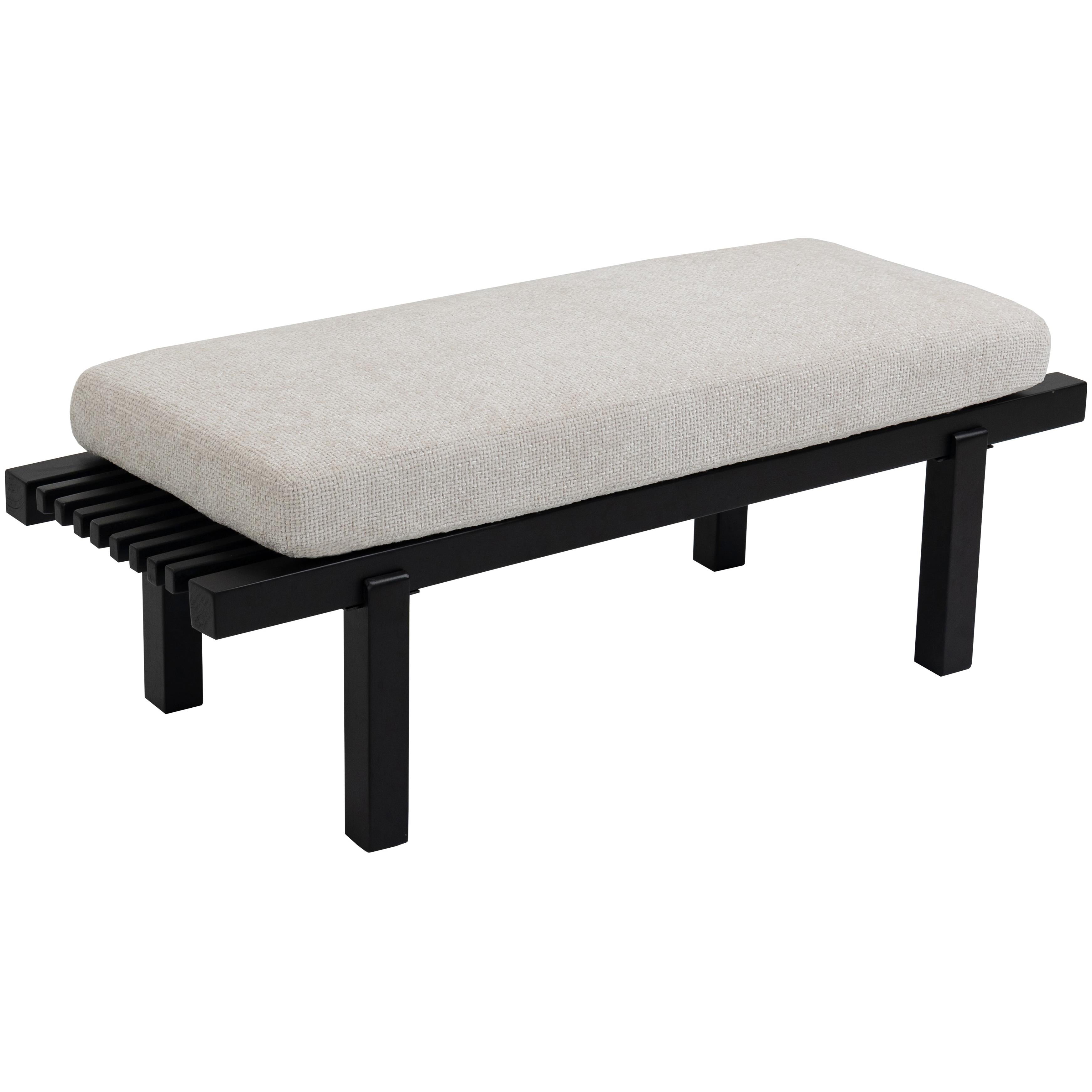 Meridian Naya Cream Chenille Fabric Bench