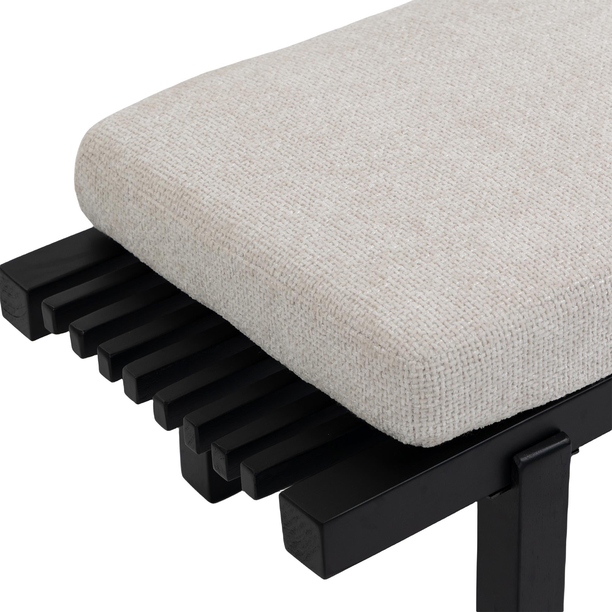 Meridian Naya Cream Chenille Fabric Bench