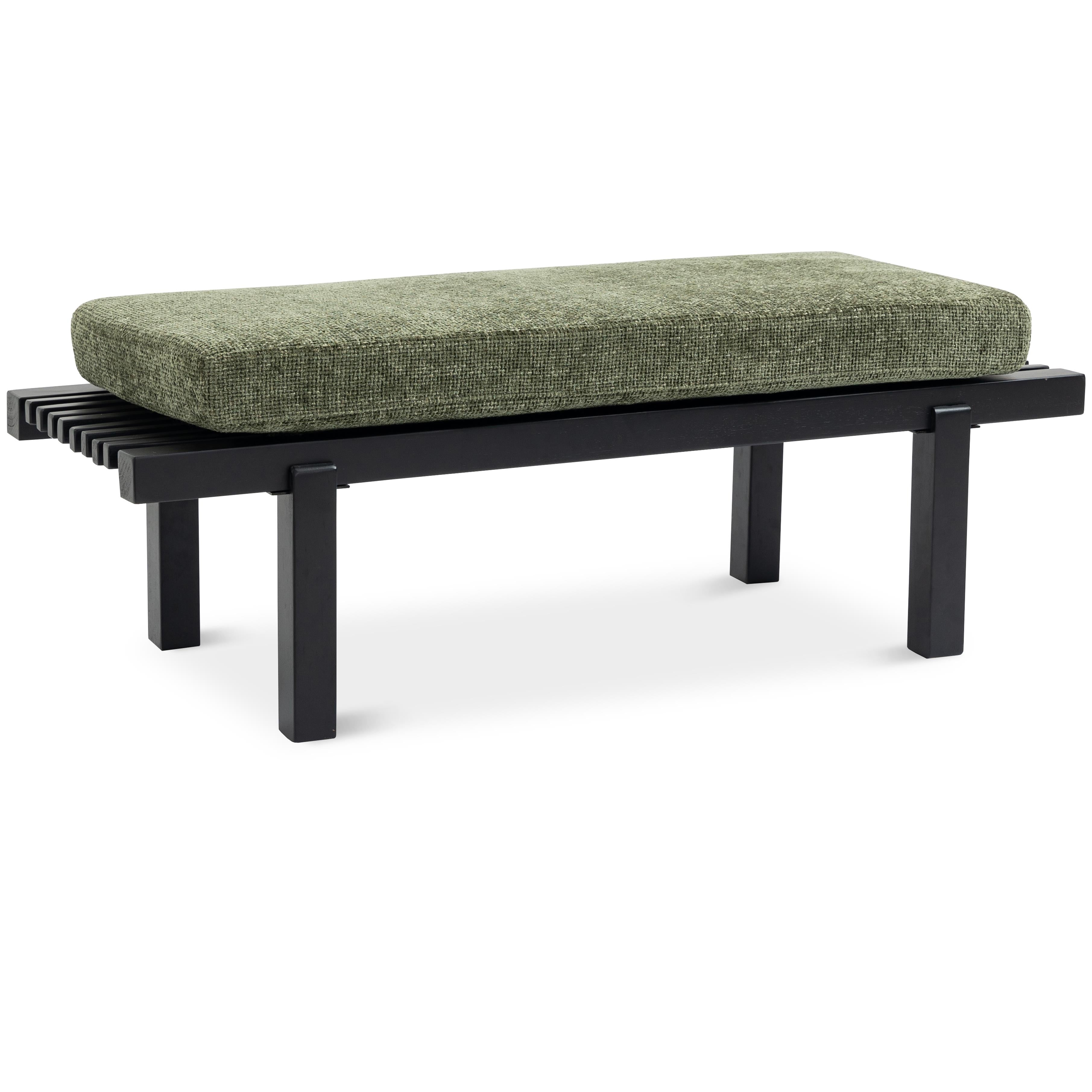 Meridian Naya Green Chenille Fabric Bench