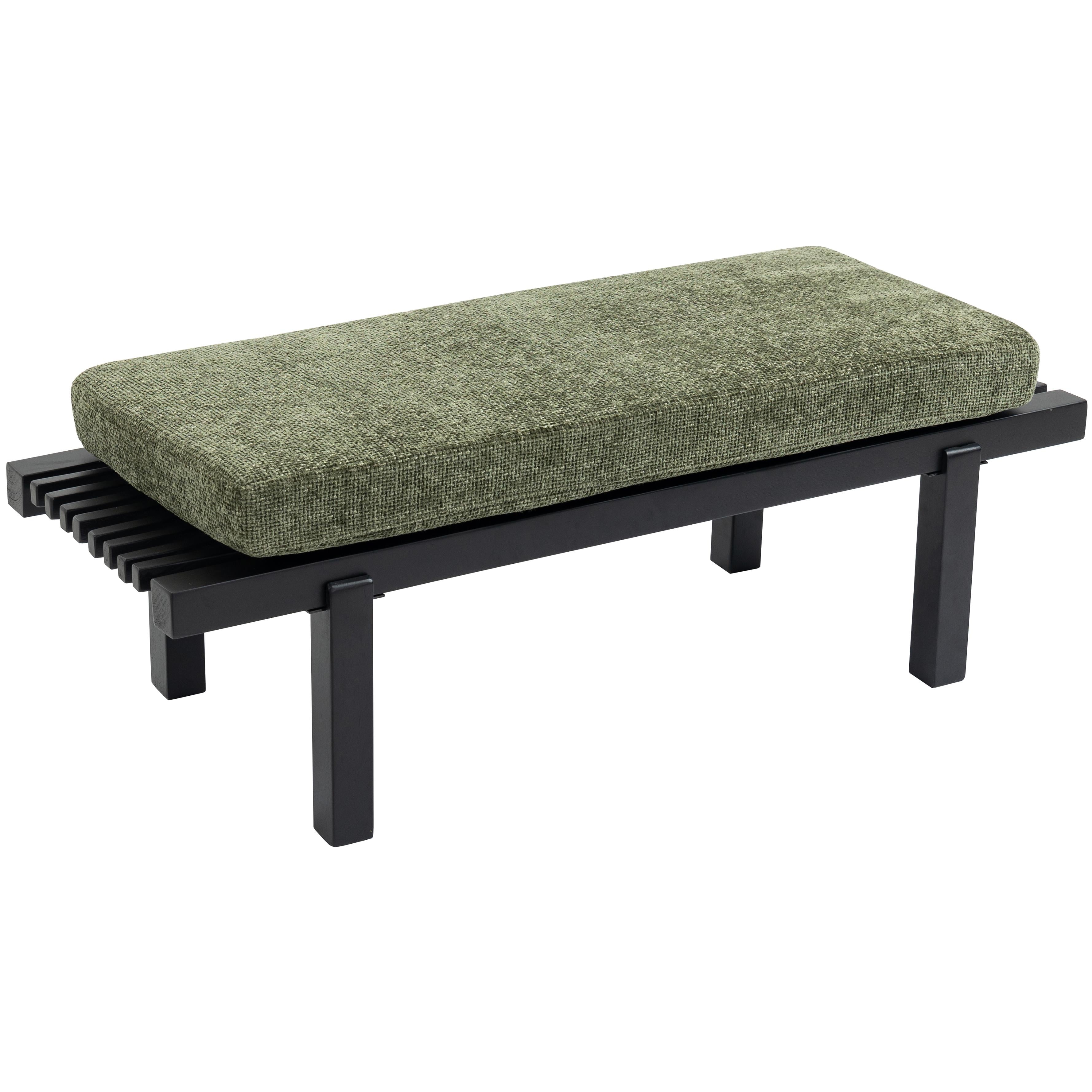 Meridian Naya Green Chenille Fabric Bench