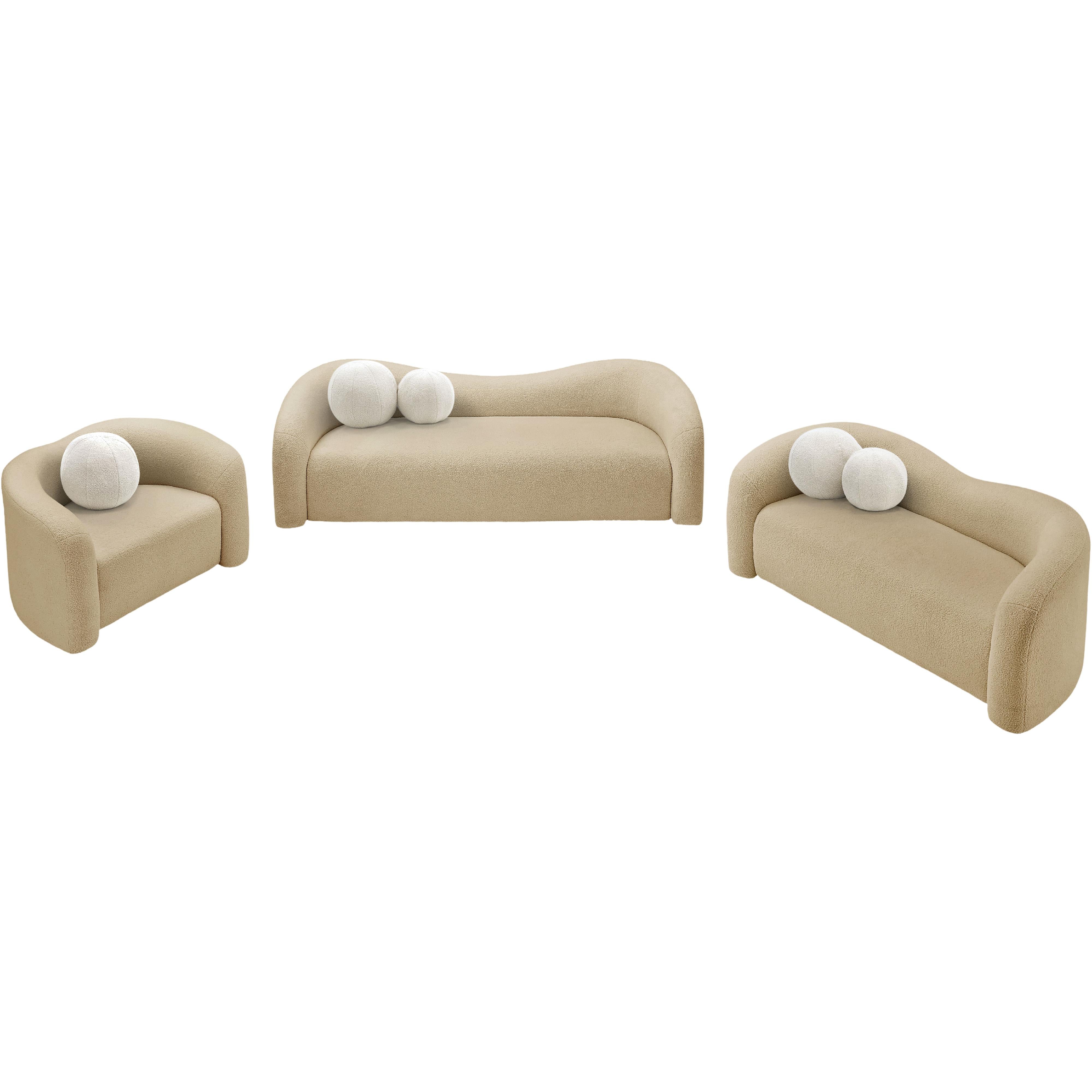 Meridian Kali Beige Faux Shearling Teddy Fabric Chair
