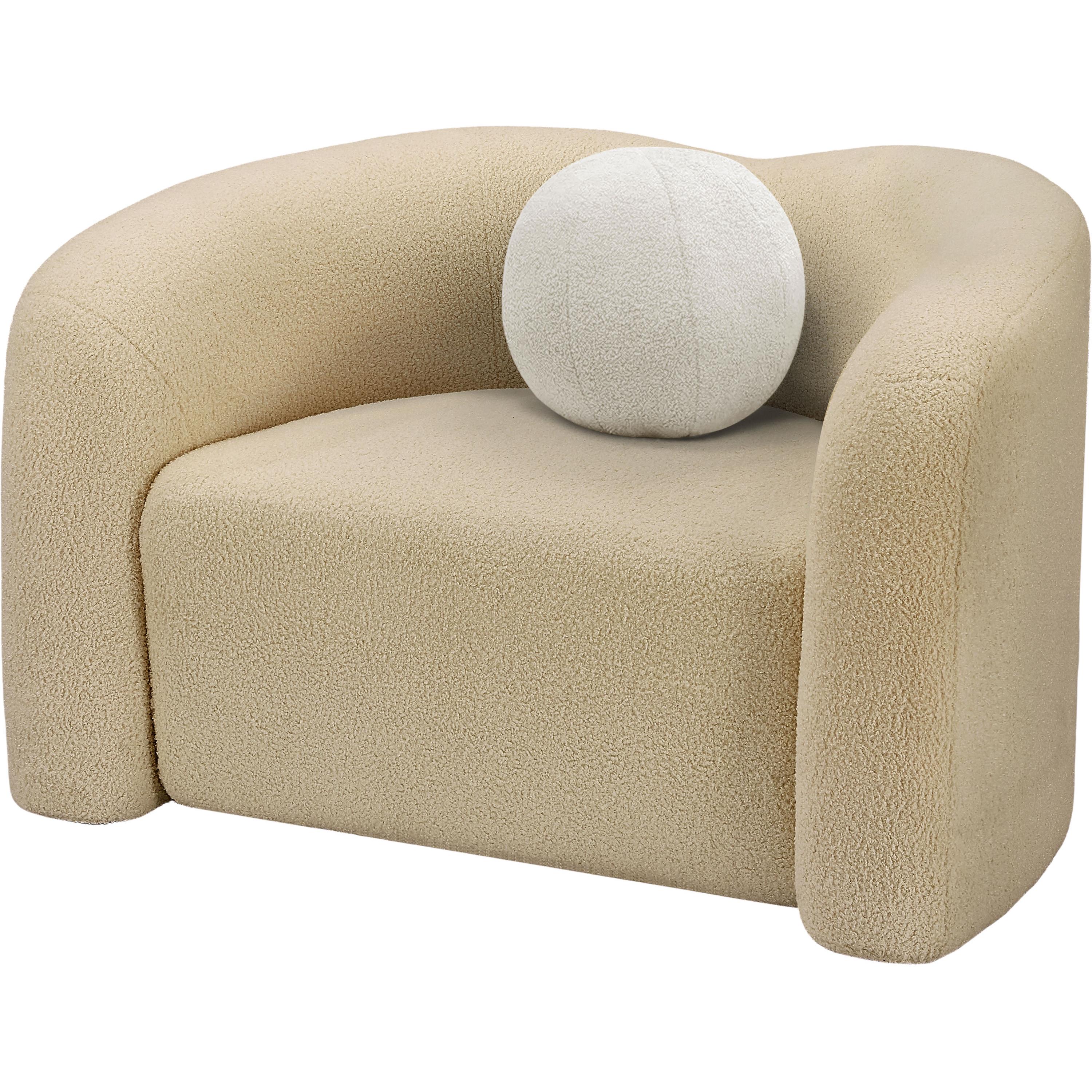 Meridian Kali Beige Faux Shearling Teddy Fabric Chair
