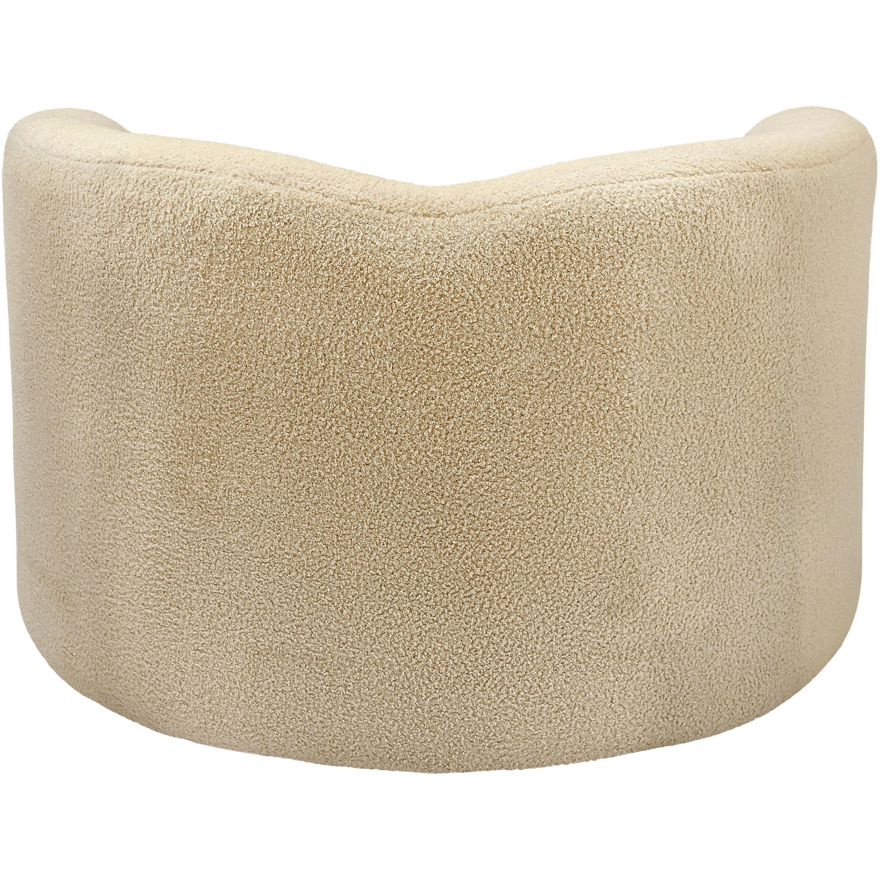 Meridian Kali Beige Faux Shearling Teddy Fabric Chair