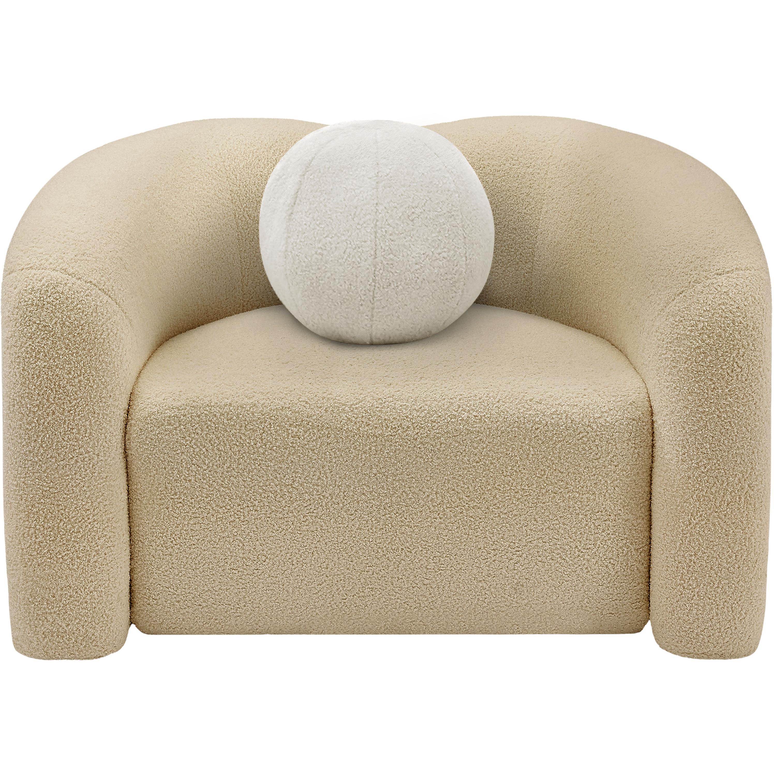 Meridian Kali Beige Faux Shearling Teddy Fabric Chair