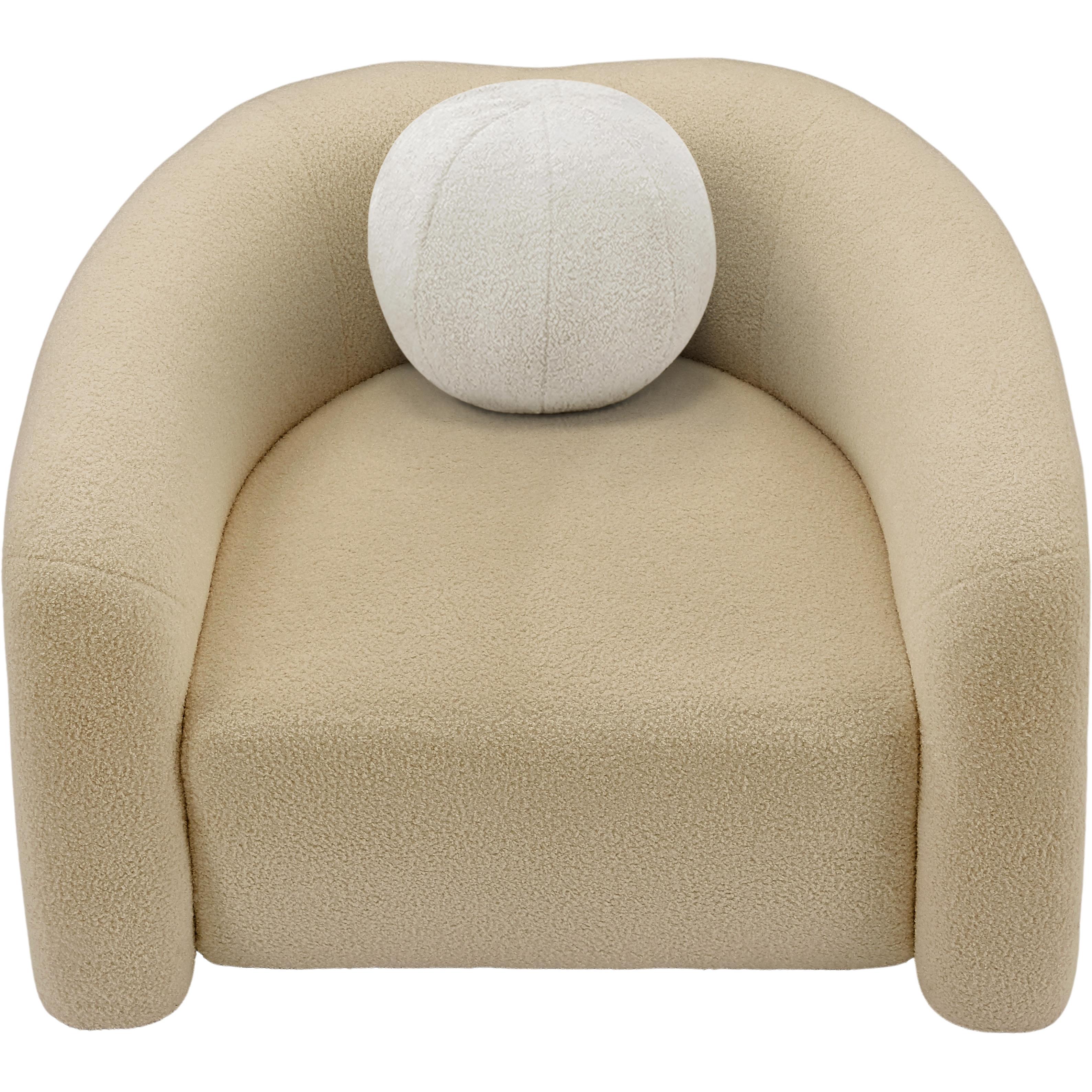 Meridian Kali Beige Faux Shearling Teddy Fabric Chair